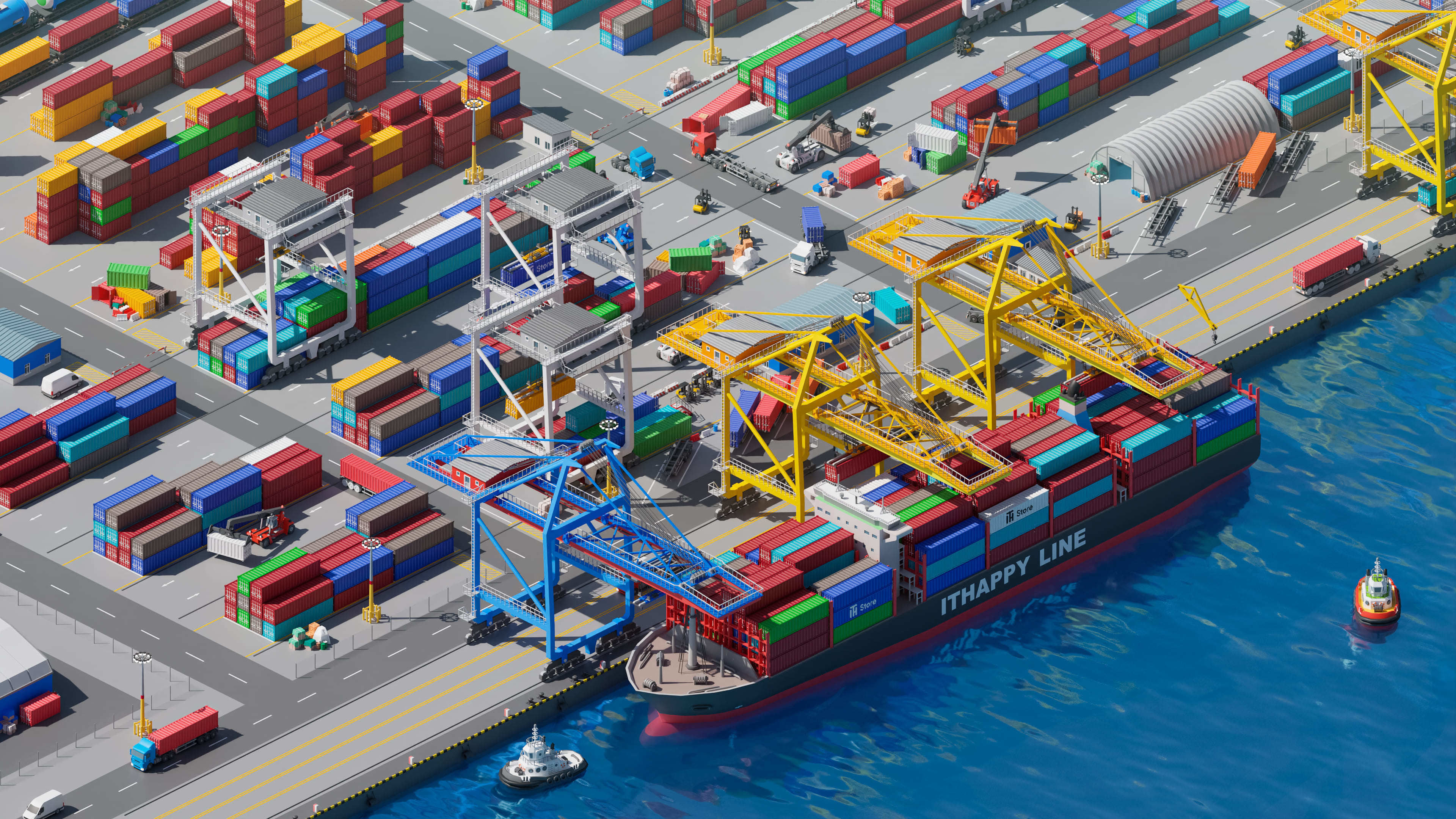 Port 1 Low-poly 3D model_5