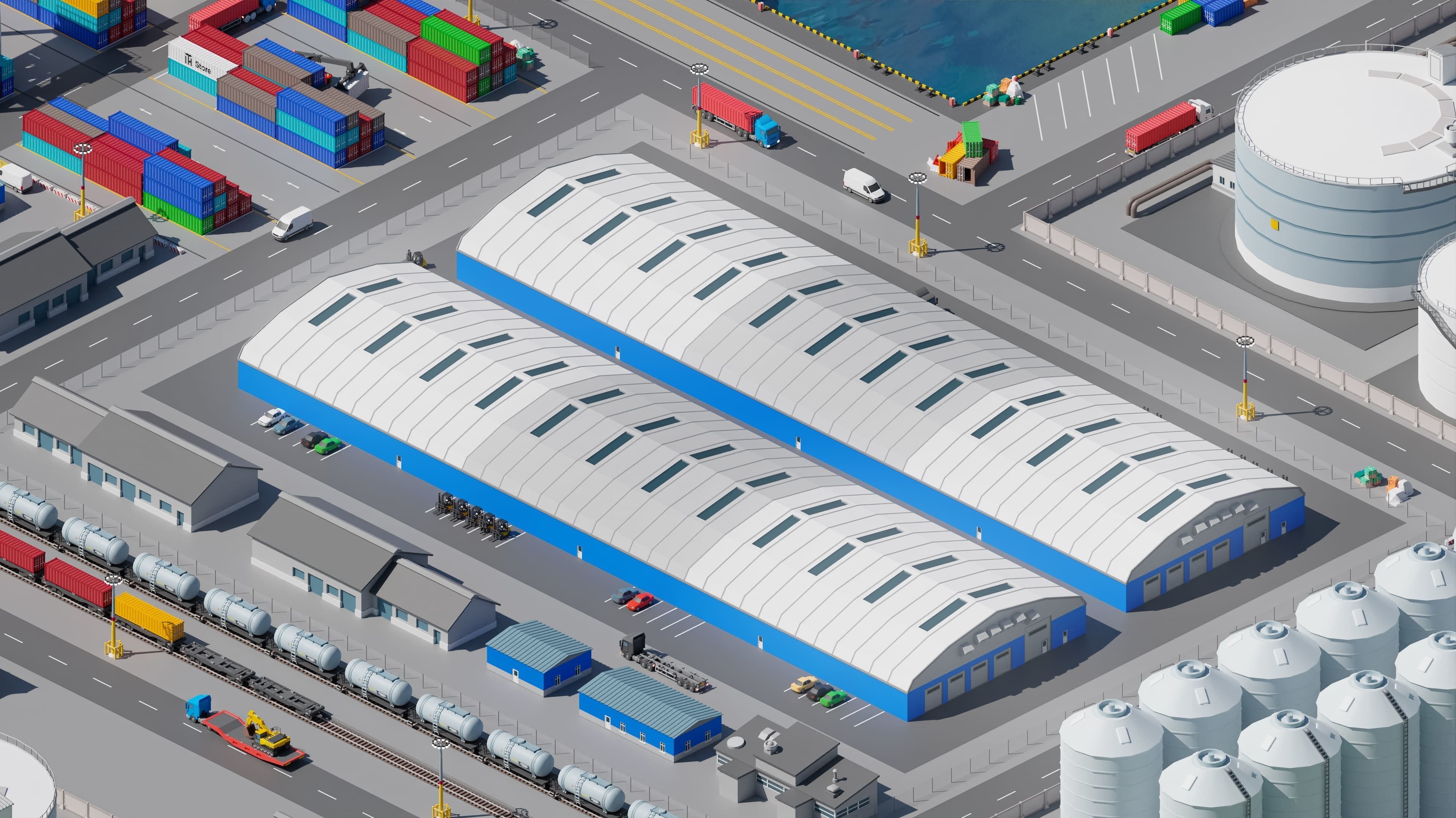 Port 1 Low-poly 3D model_38