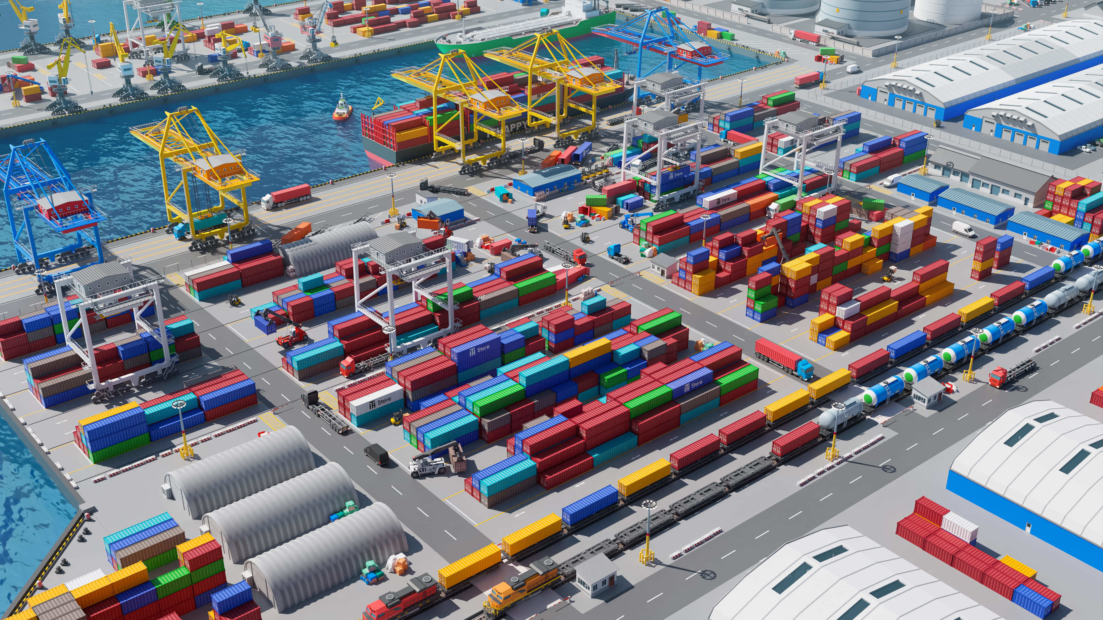 Port 1 Low-poly 3D model_25