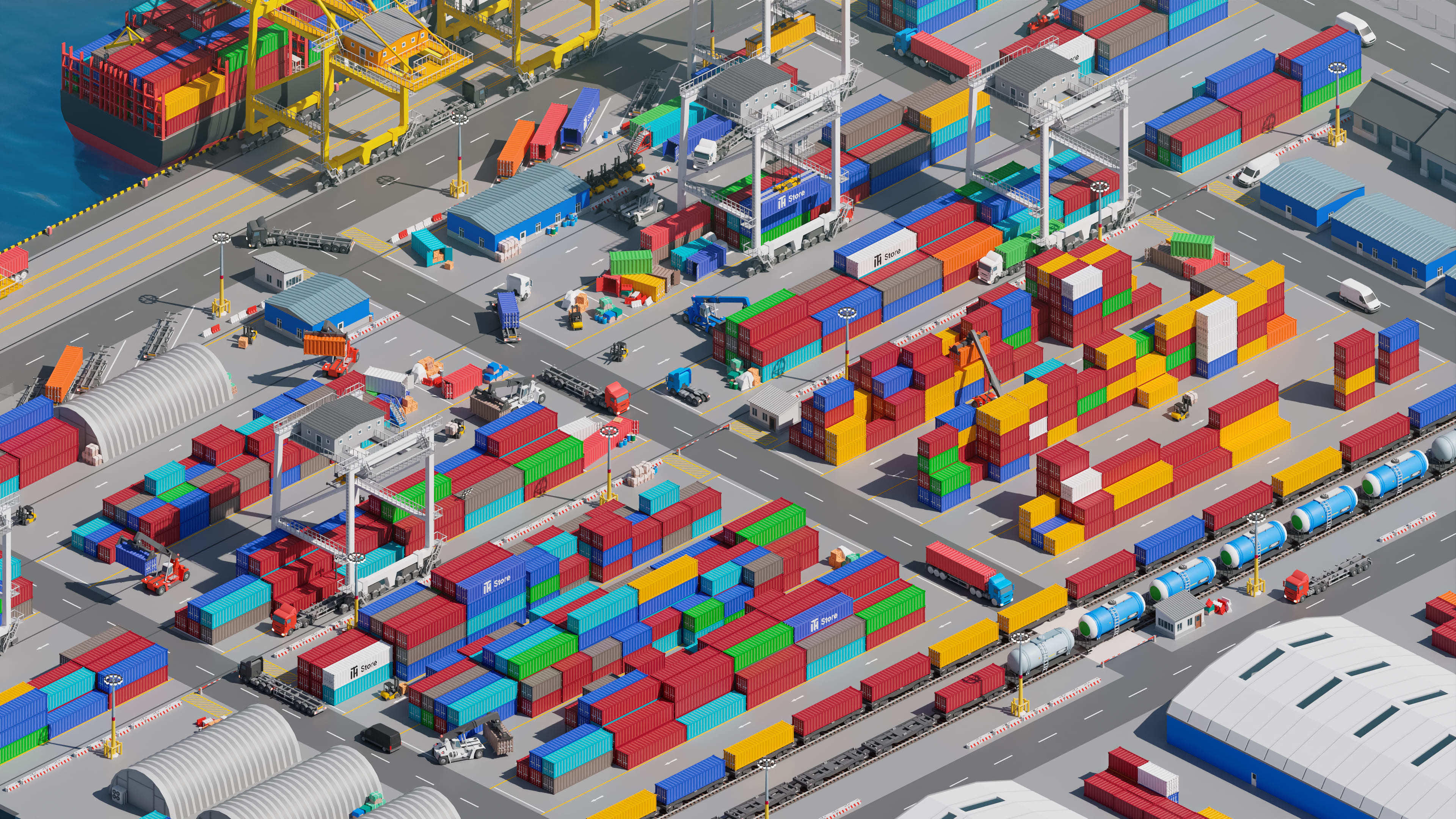 Port 1 Low-poly 3D model_8