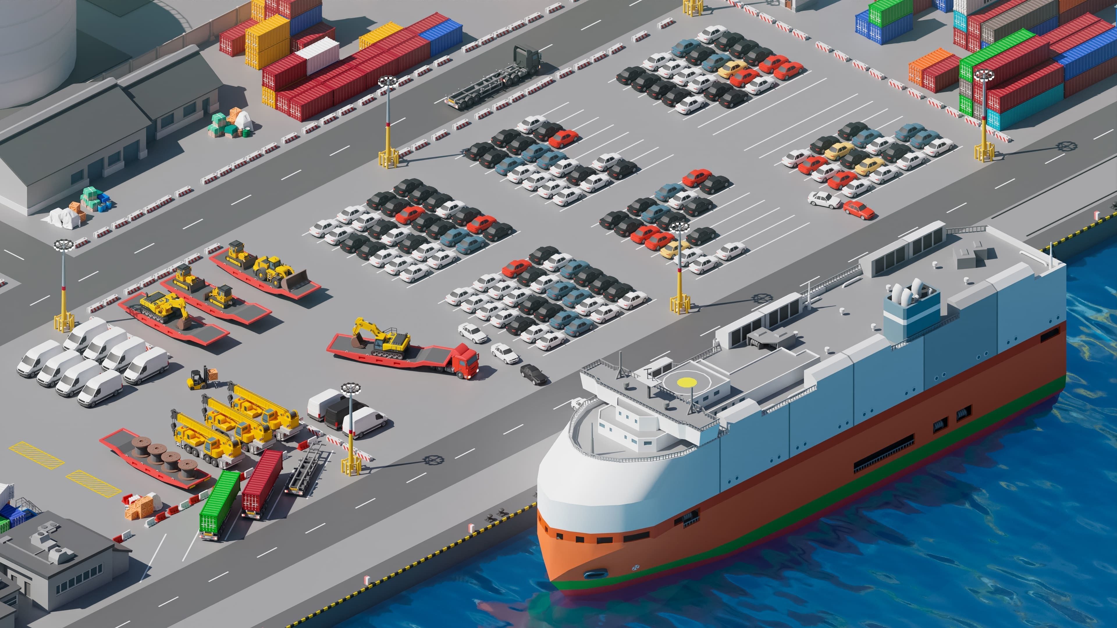 Port 1 Low-poly 3D model_7