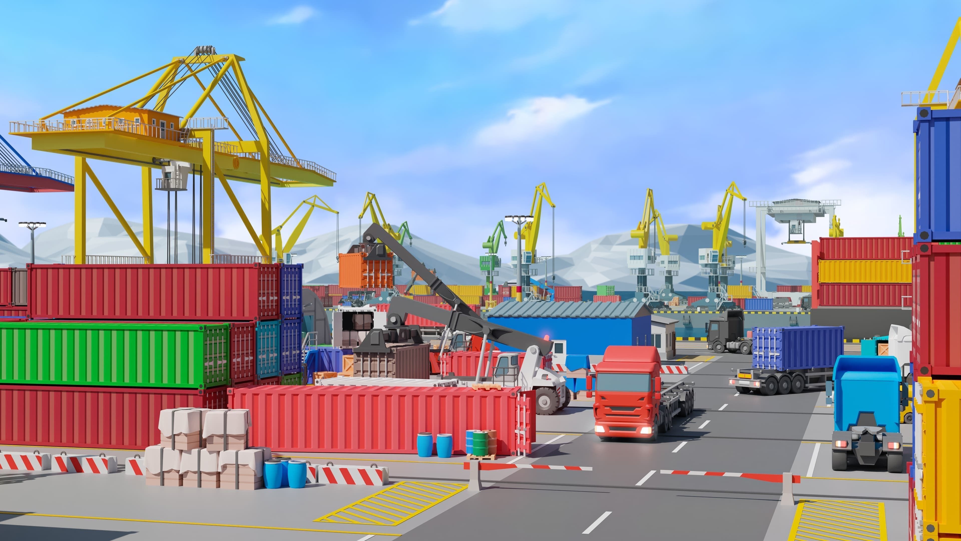Port 1 Low-poly 3D model_39