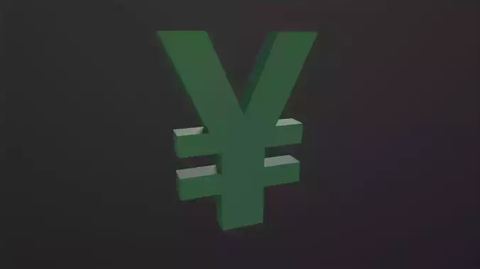 Yen Symbol 3D Model Low-poly 3D model