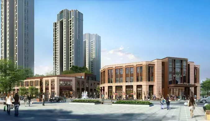 3Dmax fashion city commercial square building 370