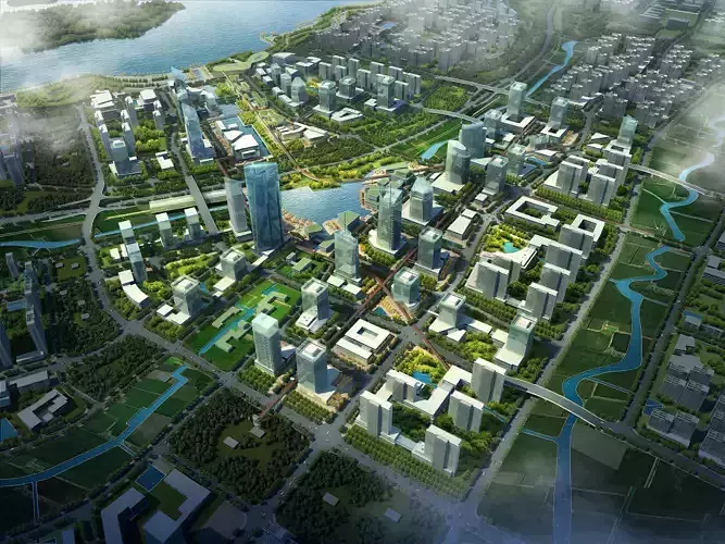 3Dmax fashion city commercial square building 374