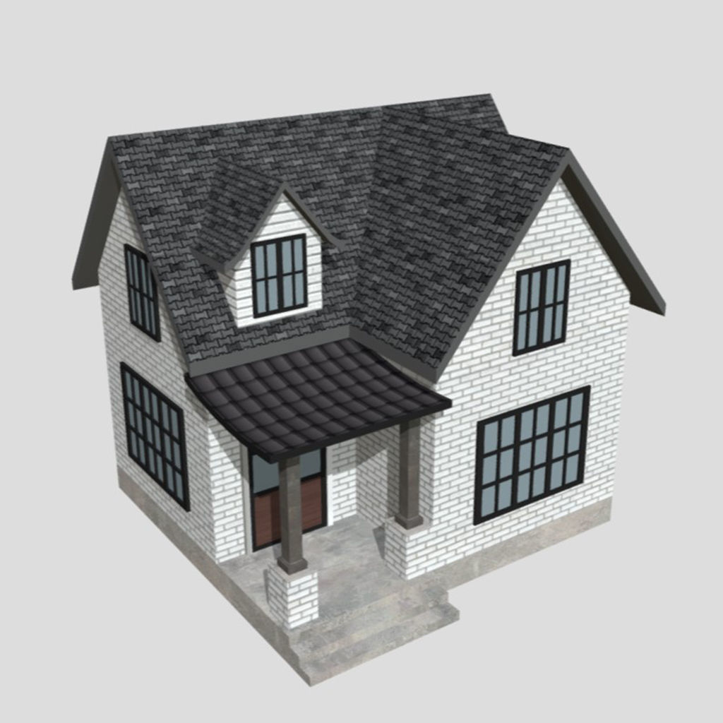 American Style Cottage - Town House Model Low-poly 3D model_4