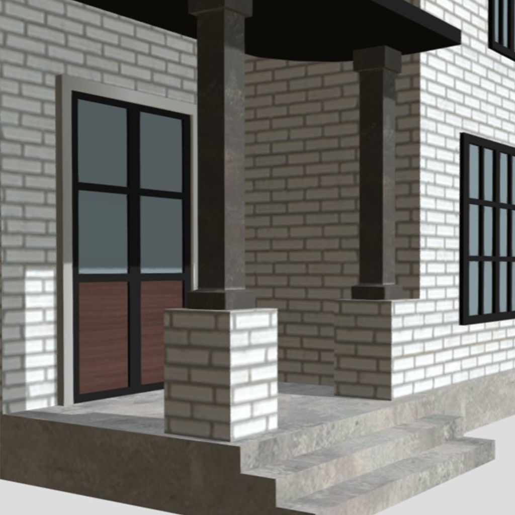 American Style Cottage - Town House Model Low-poly 3D model_5