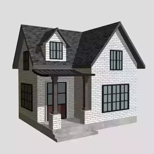 American Style Cottage - Town House Model Low-poly 3D model