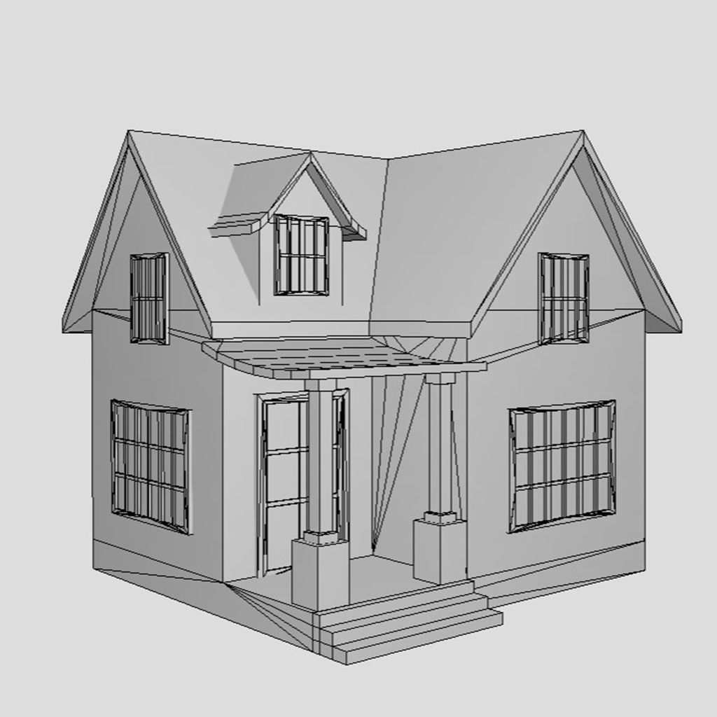 American Style Cottage - Town House Model Low-poly 3D model_6