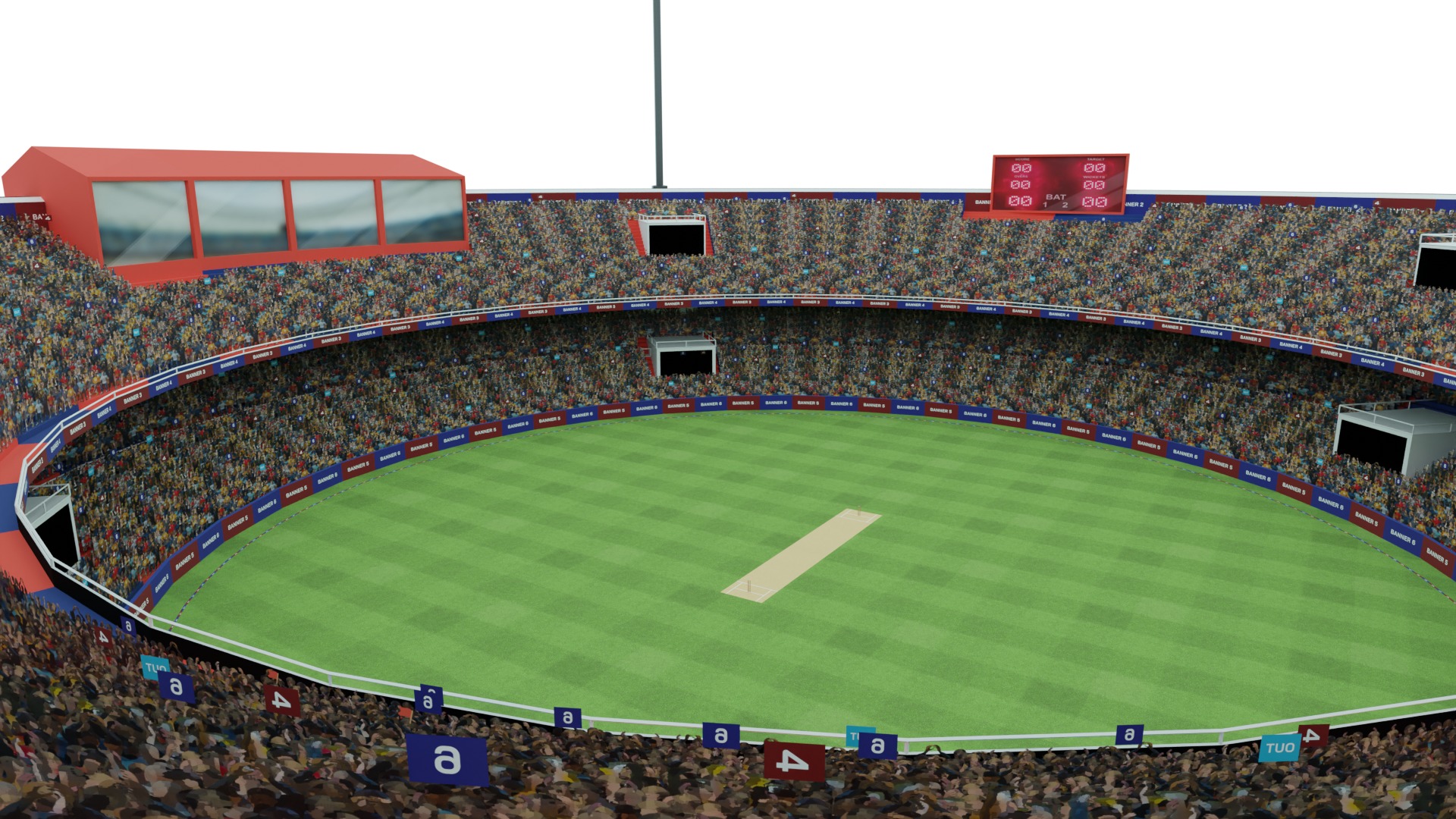 Cricket Stadium Low poly Game Ready Low-poly 3D model_6