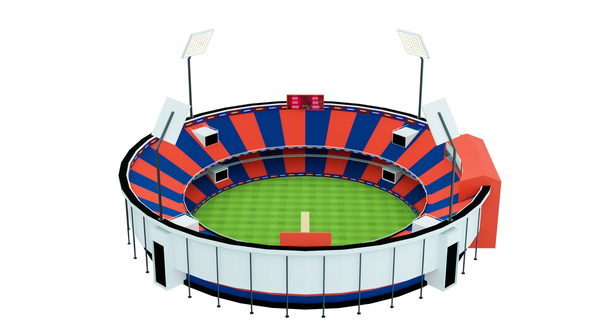 Cricket Stadium Low poly Game Ready Low-poly 3D model_3