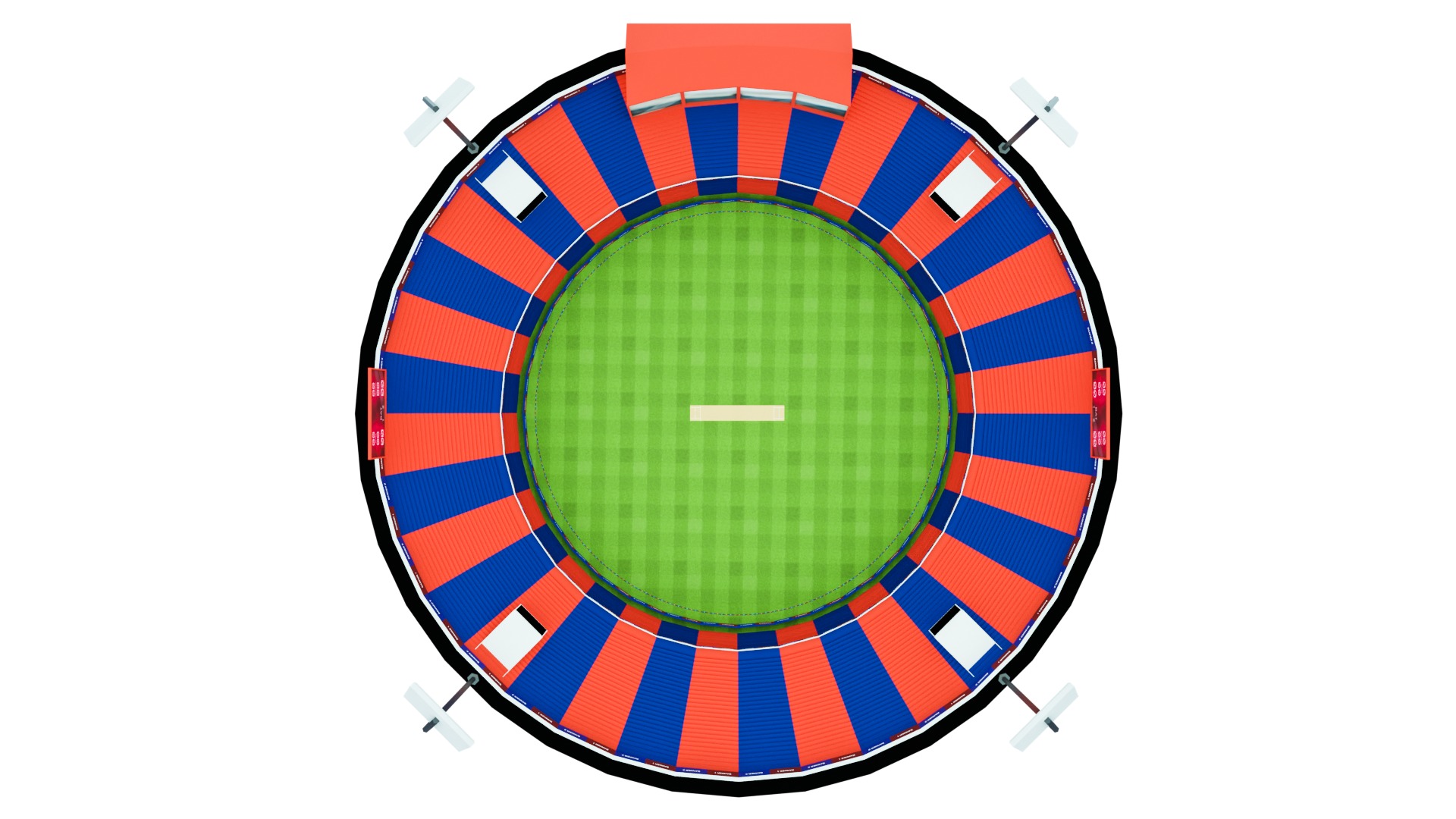 Cricket Stadium Low poly Game Ready Low-poly 3D model_4