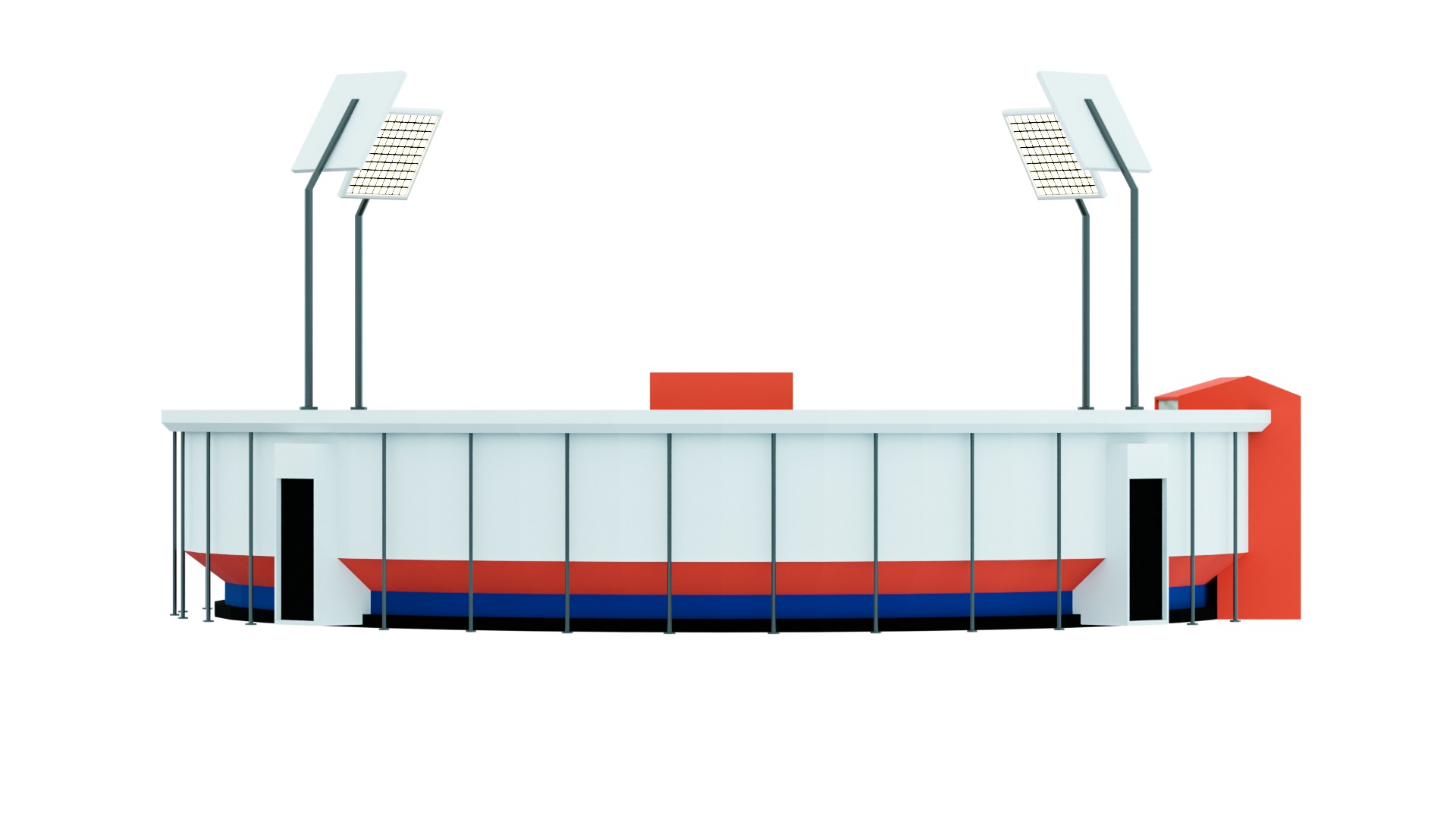 Cricket Stadium Low poly Game Ready Low-poly 3D model_5