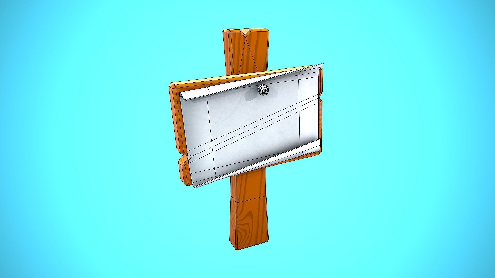 WOOD SIGN 02 CARTOON STYLIZED Low-poly 3D model_16