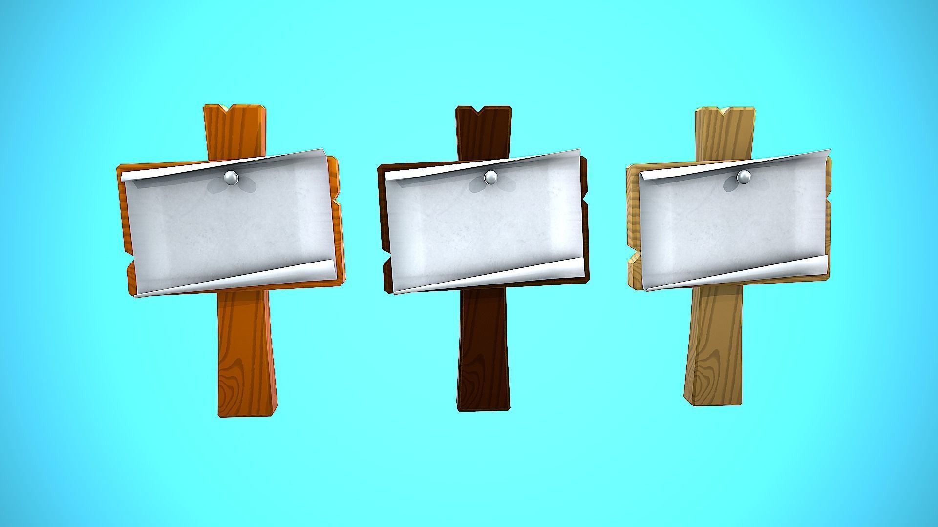 WOOD SIGN 02 CARTOON STYLIZED Low-poly 3D model_5