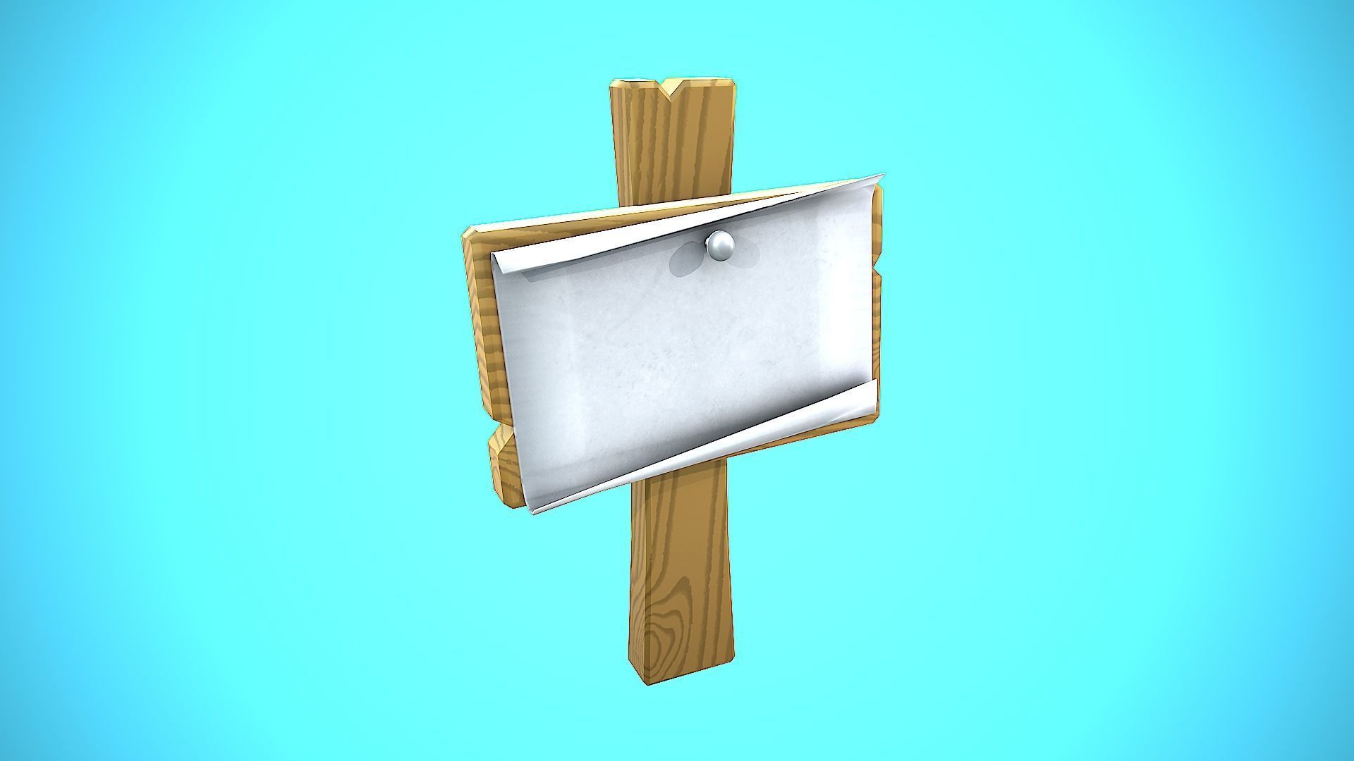 WOOD SIGN 02 CARTOON STYLIZED Low-poly 3D model_10