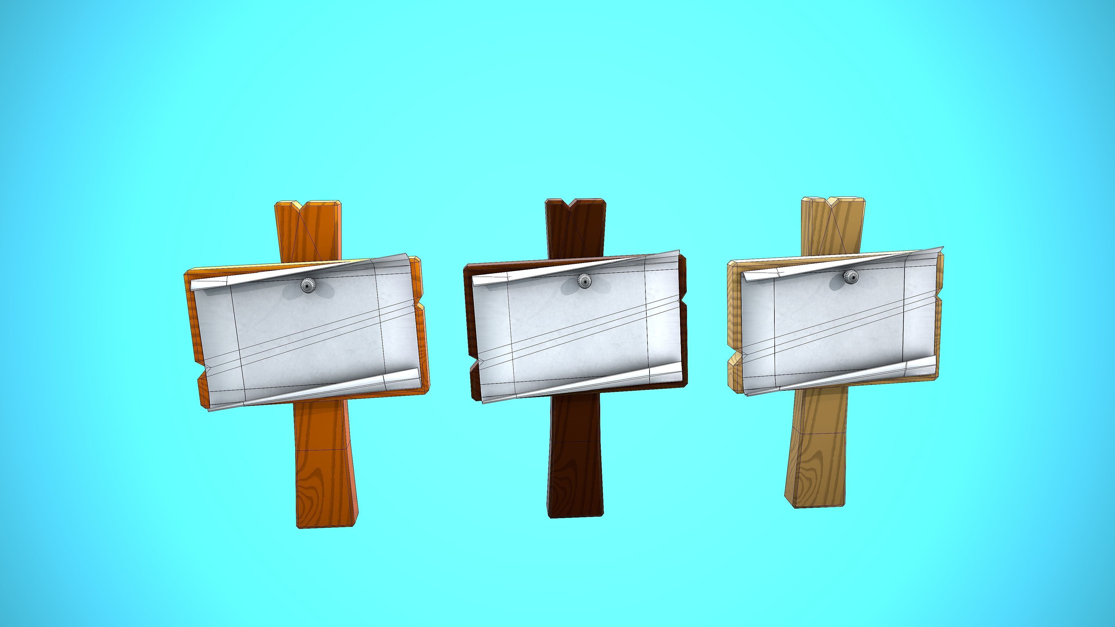 WOOD SIGN 02 CARTOON STYLIZED Low-poly 3D model_6