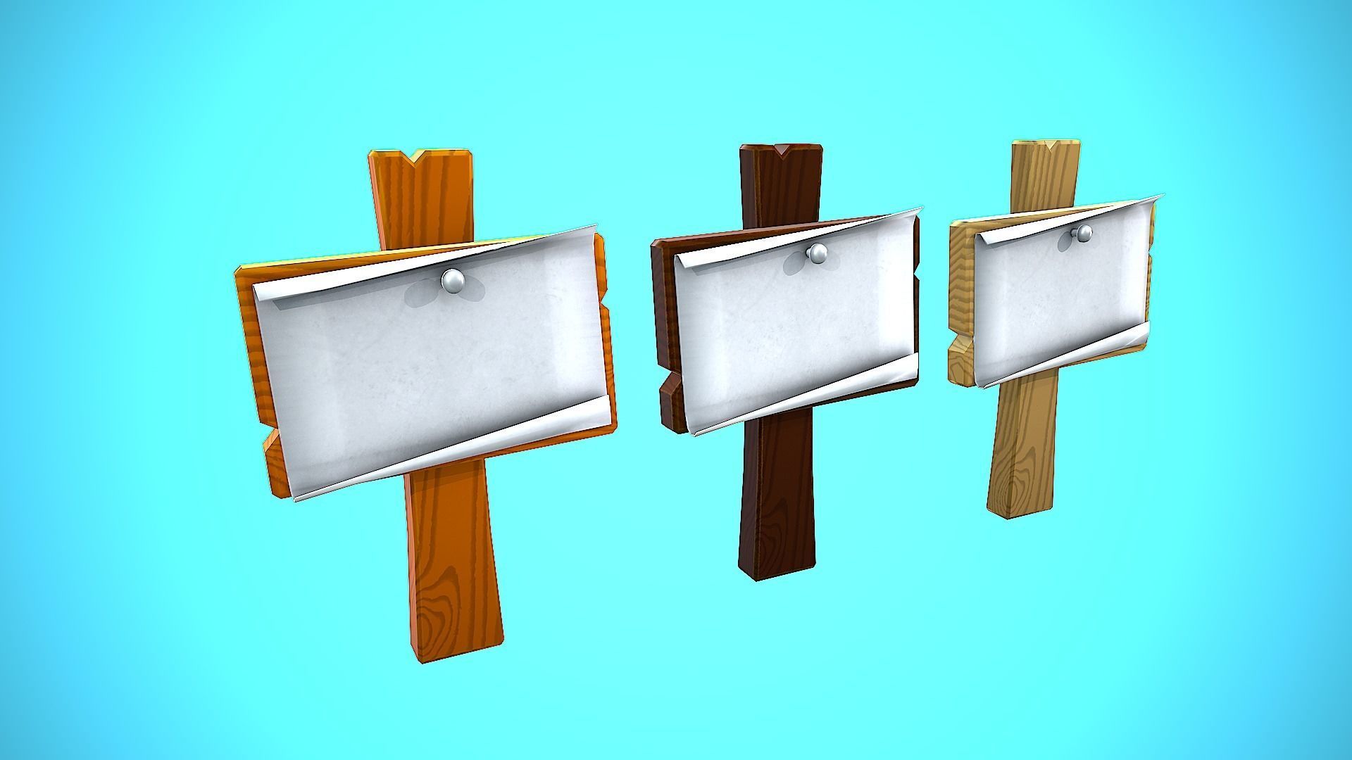 WOOD SIGN 02 CARTOON STYLIZED Low-poly 3D model_8