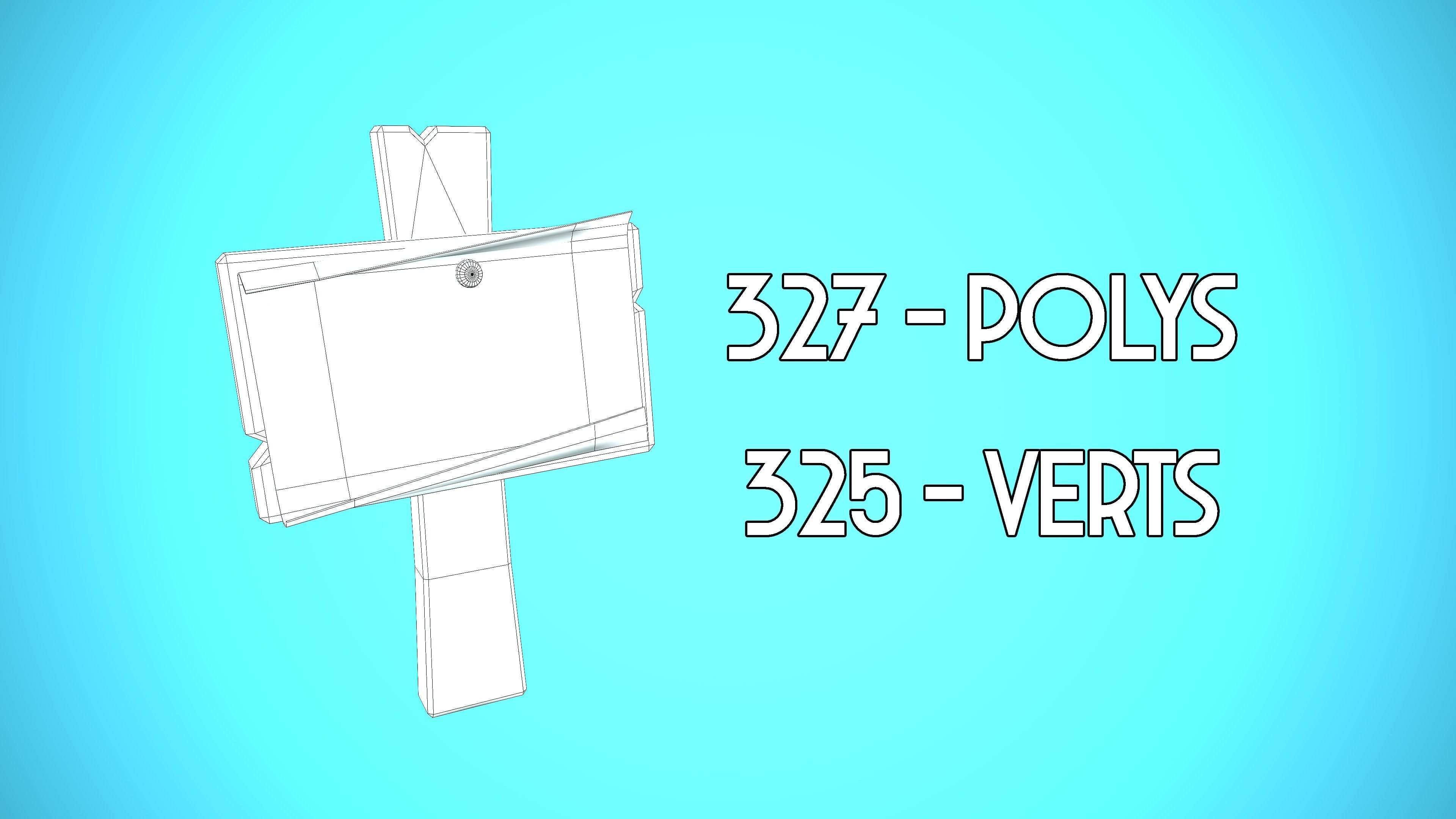 WOOD SIGN 02 CARTOON STYLIZED Low-poly 3D model_4
