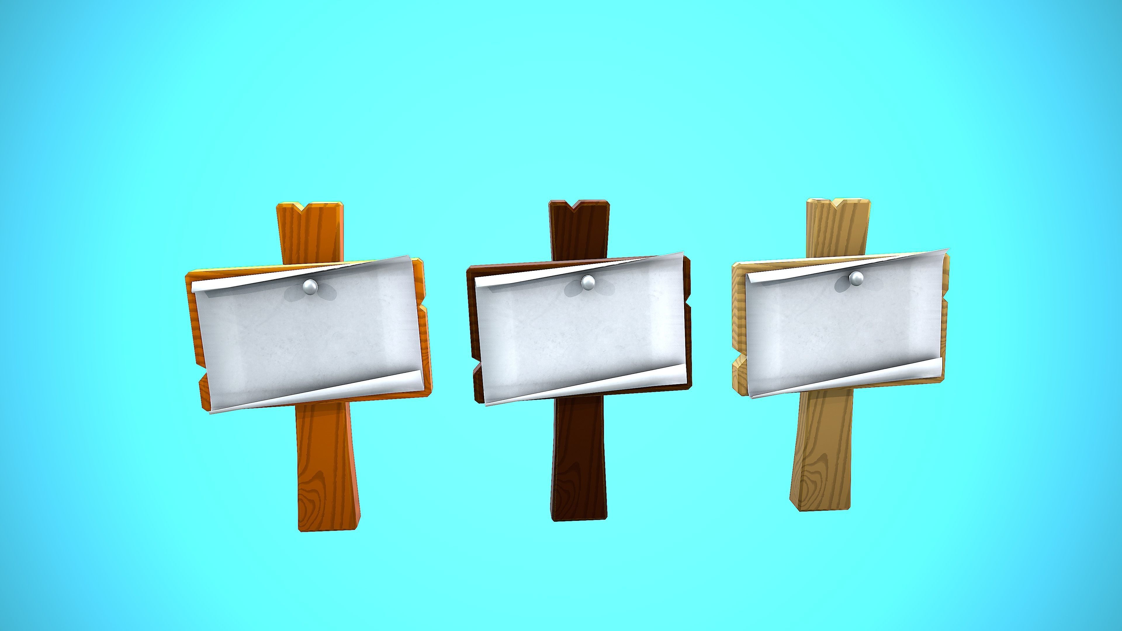 WOOD SIGN 02 CARTOON STYLIZED Low-poly 3D model_7