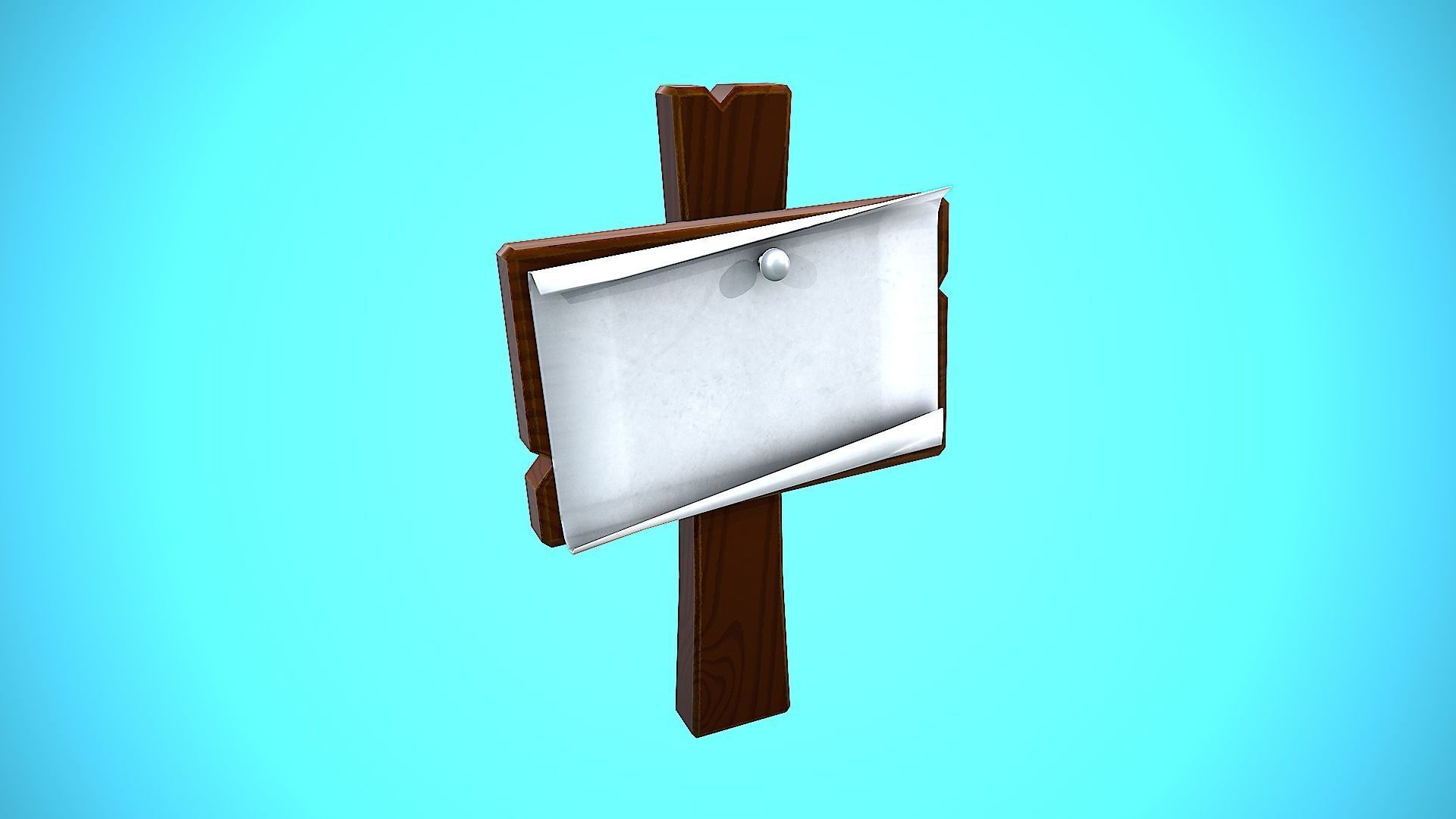 WOOD SIGN 02 CARTOON STYLIZED Low-poly 3D model_11