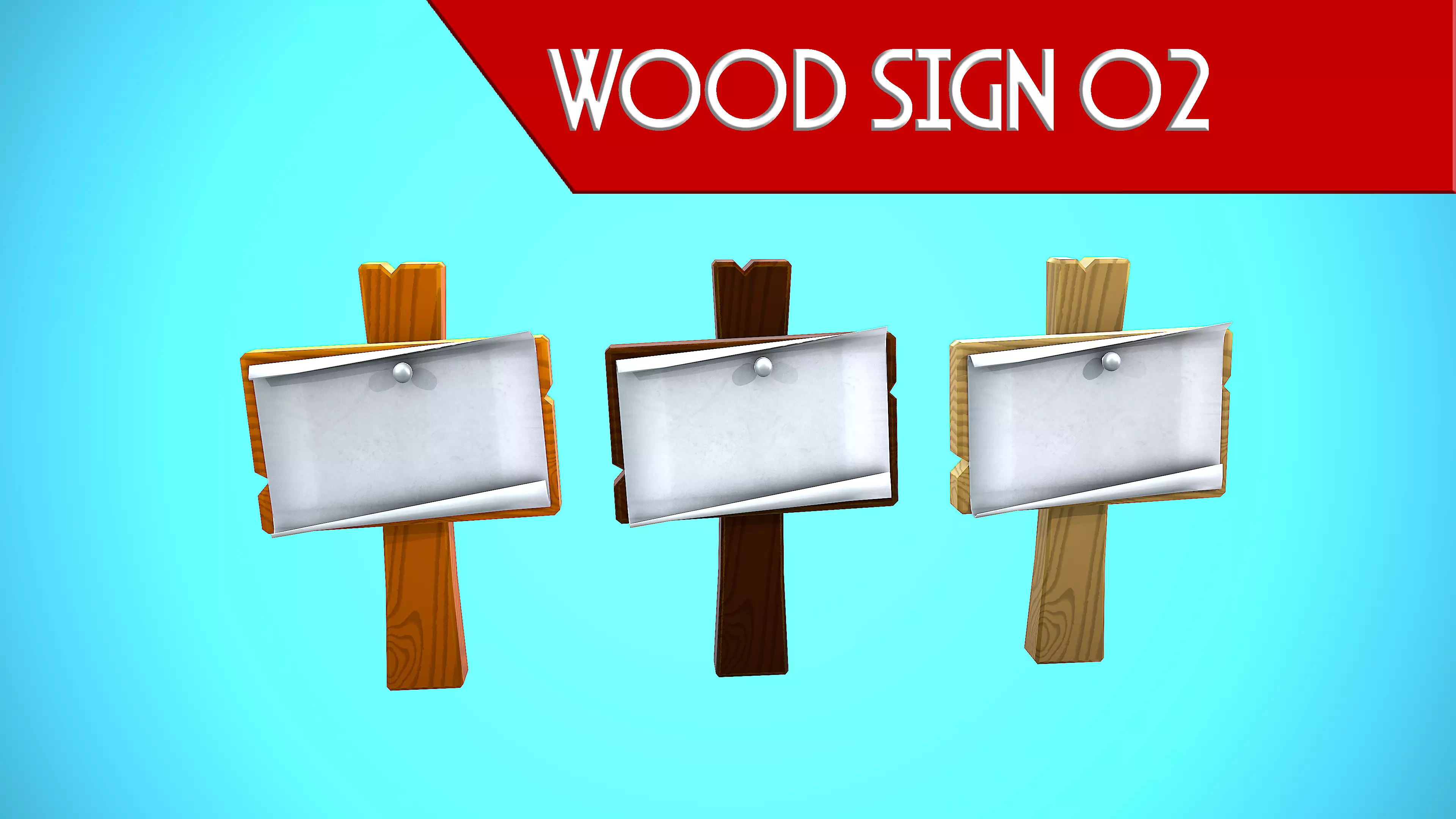 WOOD SIGN 02 CARTOON STYLIZED Low-poly 3D model_0