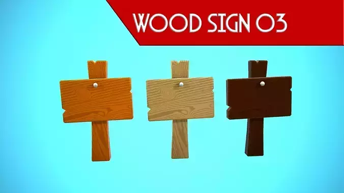WOOD SIGN 03 CARTOON STYLIZED Low-poly 3D model