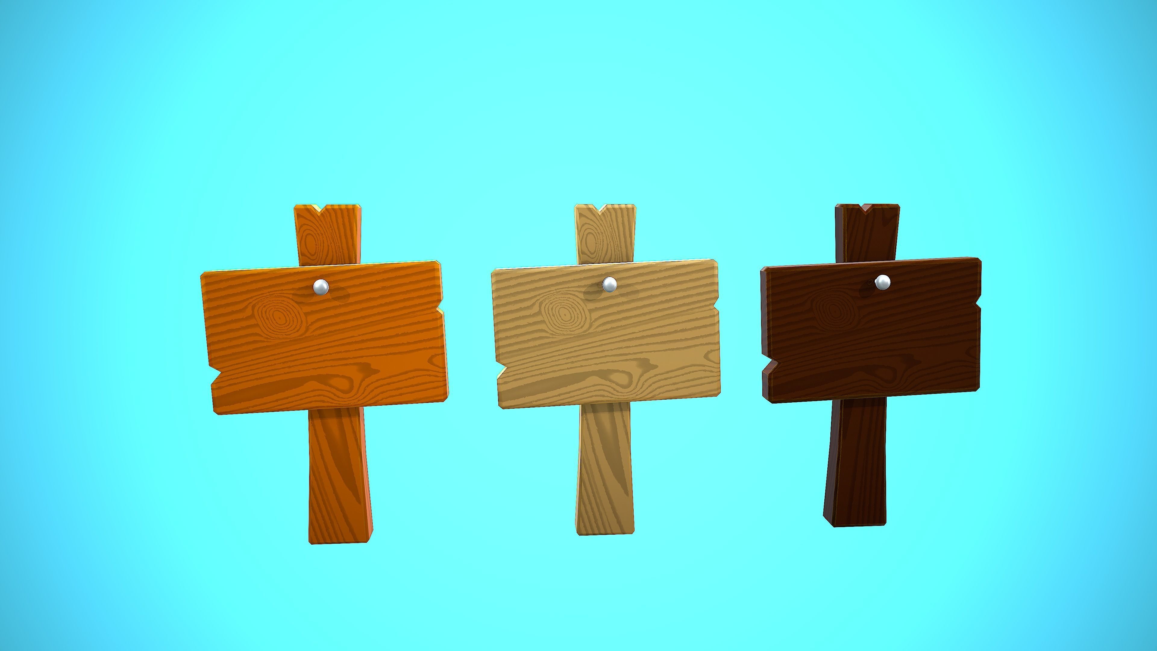 WOOD SIGN 03 CARTOON STYLIZED Low-poly 3D model_5