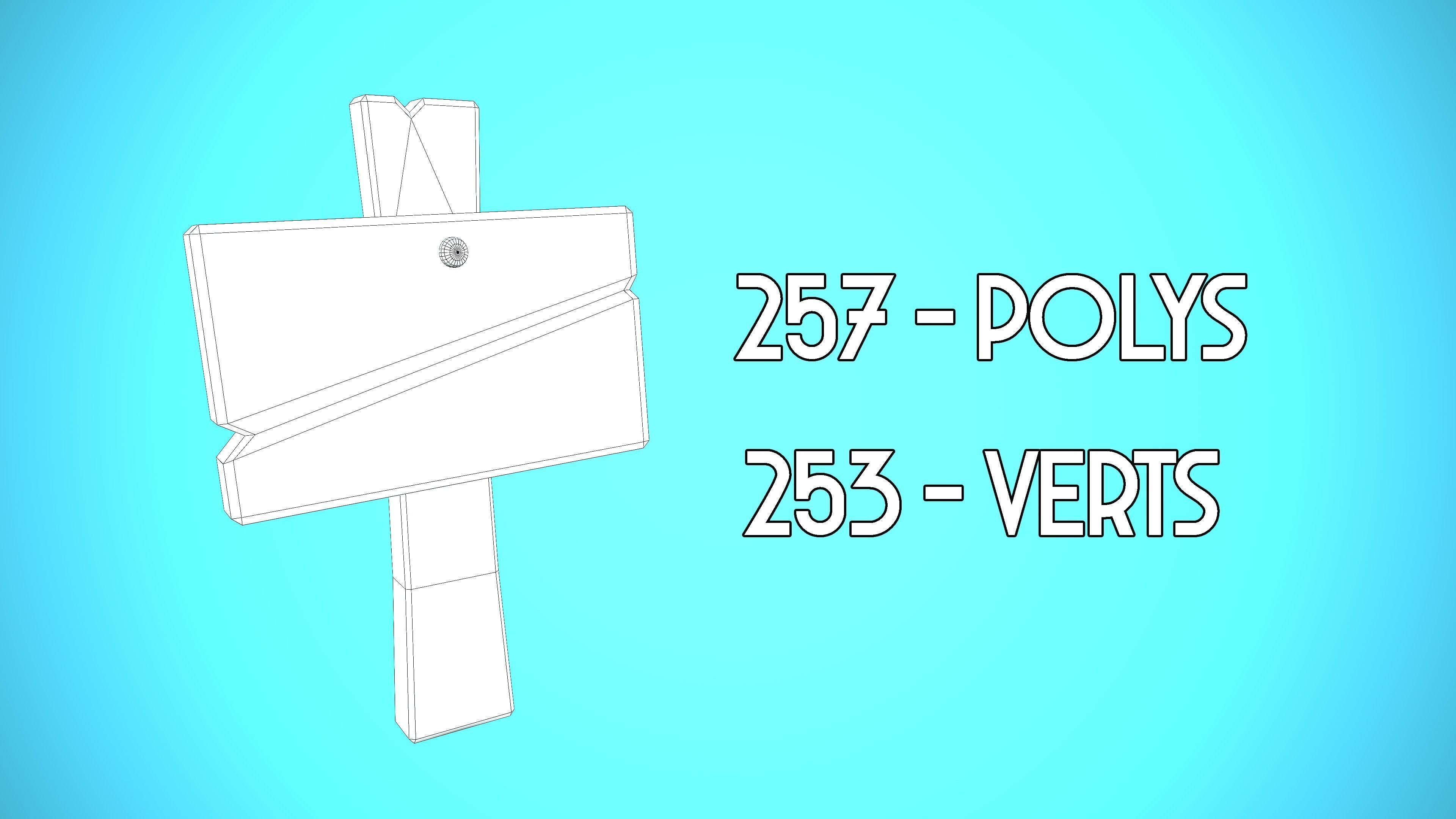 WOOD SIGN 03 CARTOON STYLIZED Low-poly 3D model_4