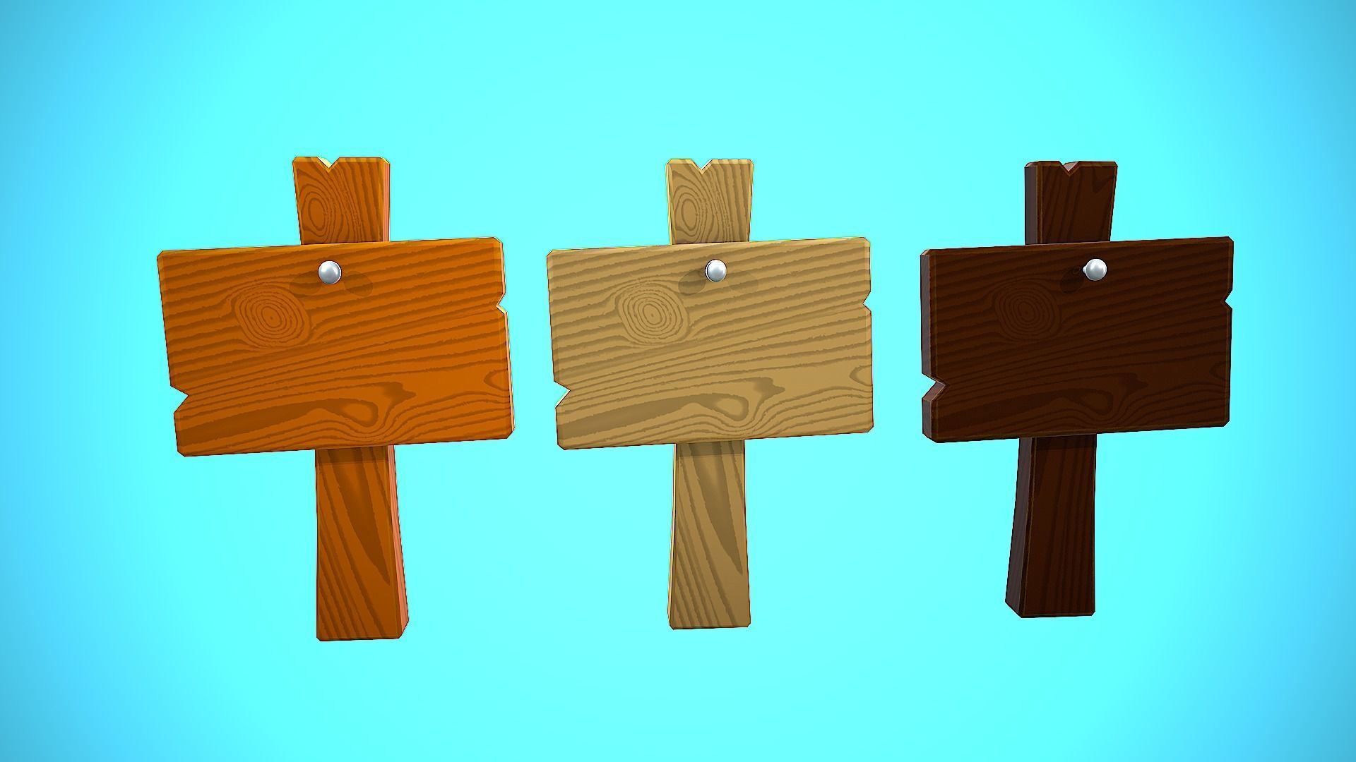 WOOD SIGN 03 CARTOON STYLIZED Low-poly 3D model_7