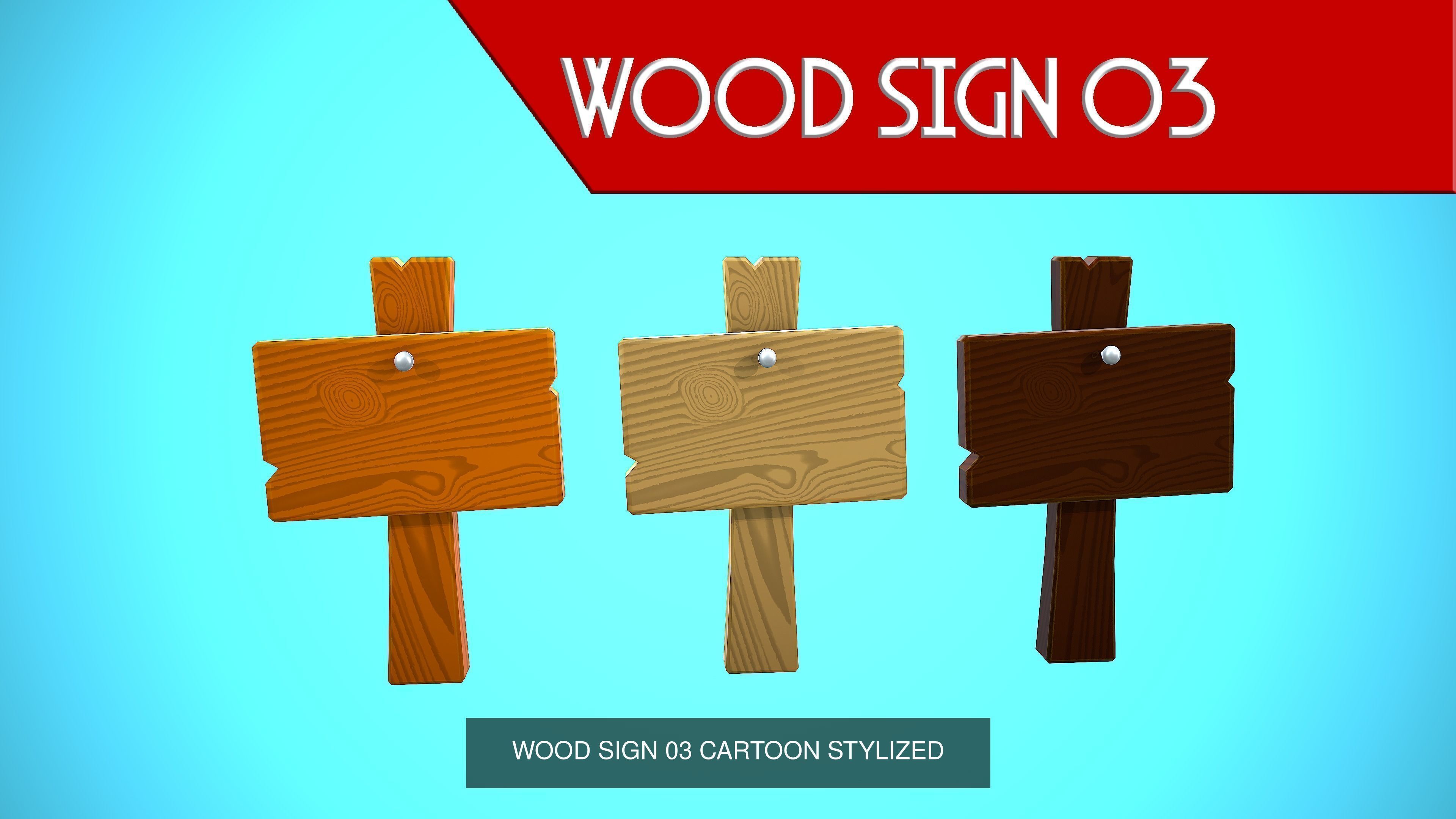WOOD SIGNS CARTOON STYLIZED 3D Model Collection_16