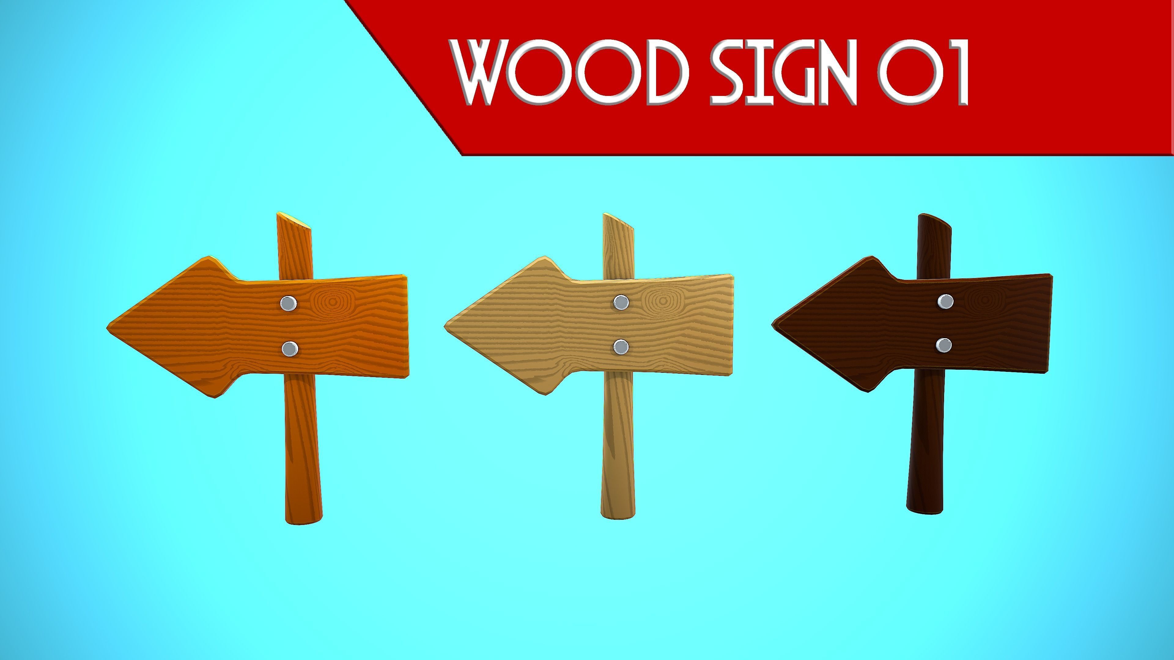 WOOD SIGNS CARTOON STYLIZED 3D Model Collection_15