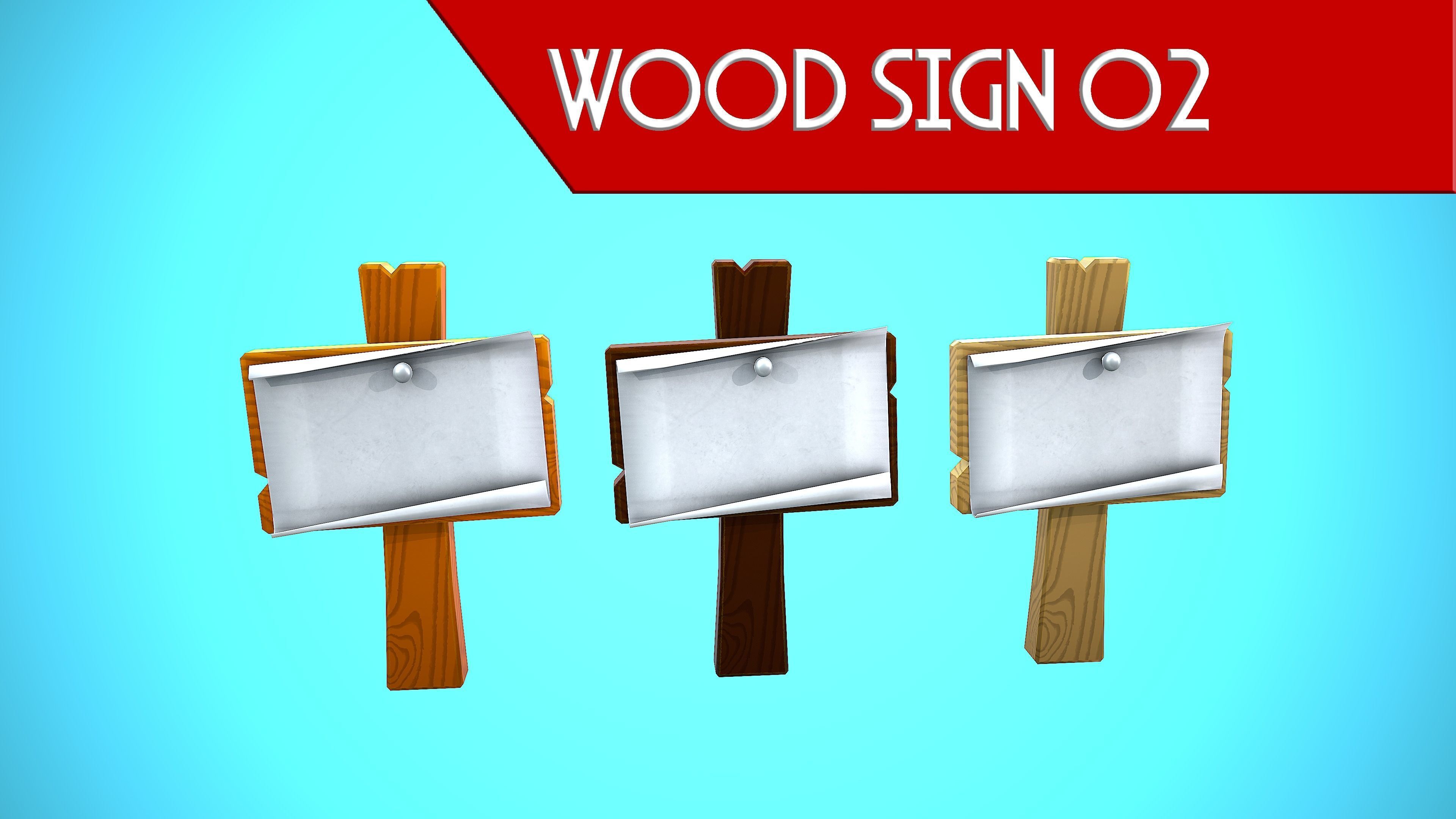 WOOD SIGNS CARTOON STYLIZED 3D Model Collection_17