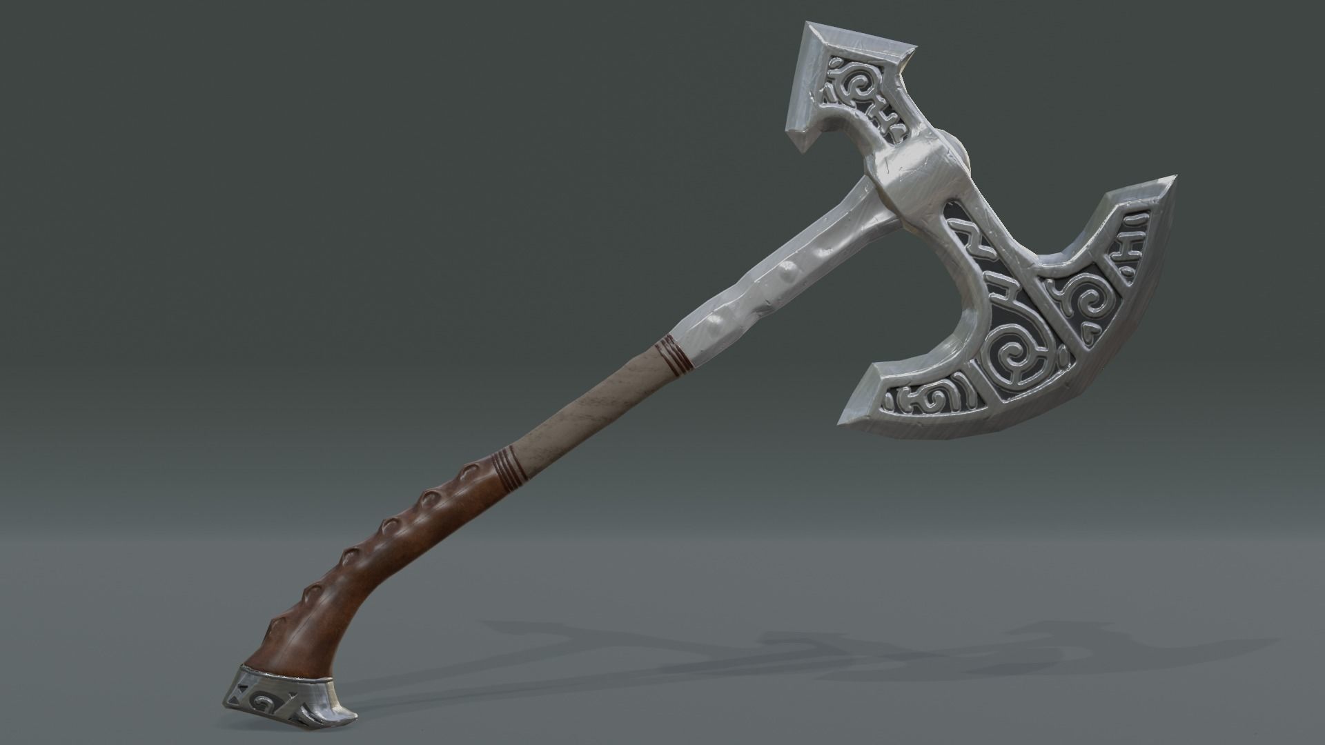 3D Low Poly Medieval War Axe Low-poly 3D model_3