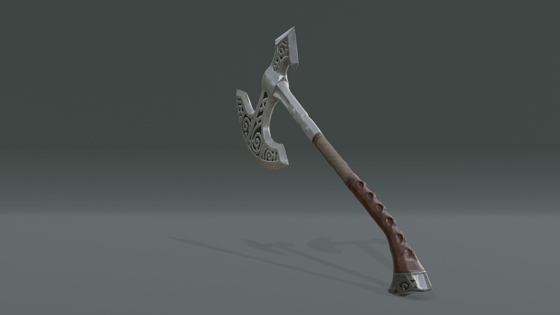 3D Low Poly Medieval War Axe Low-poly 3D model_6