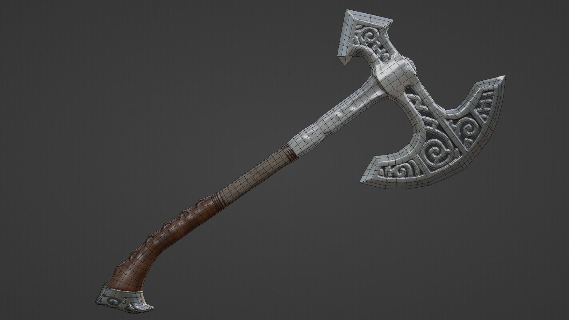 3D Low Poly Medieval War Axe Low-poly 3D model_11