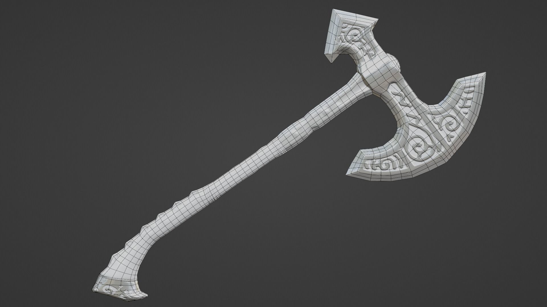 3D Low Poly Medieval War Axe Low-poly 3D model_12