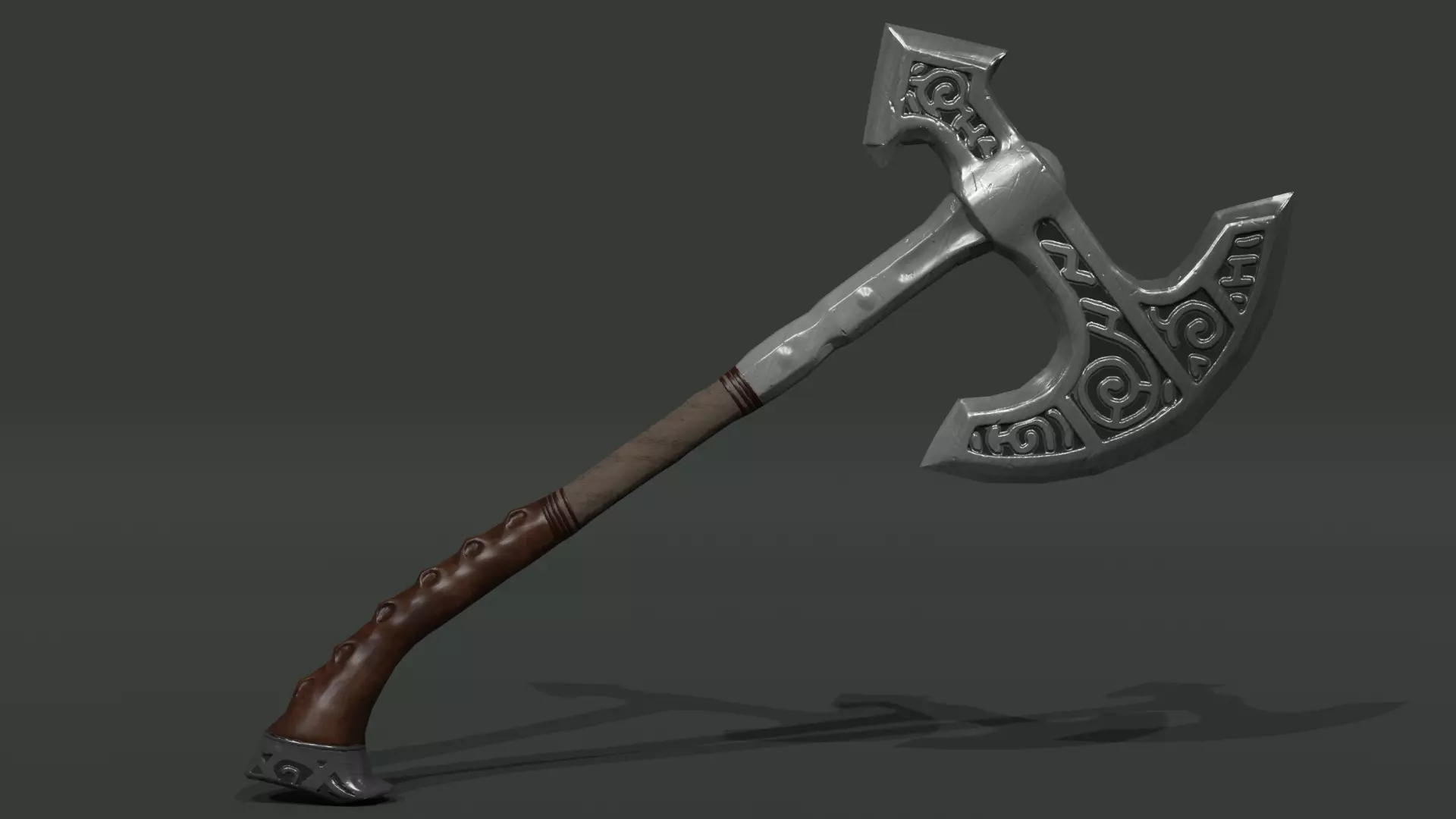 3D Low Poly Medieval War Axe Low-poly 3D model_0