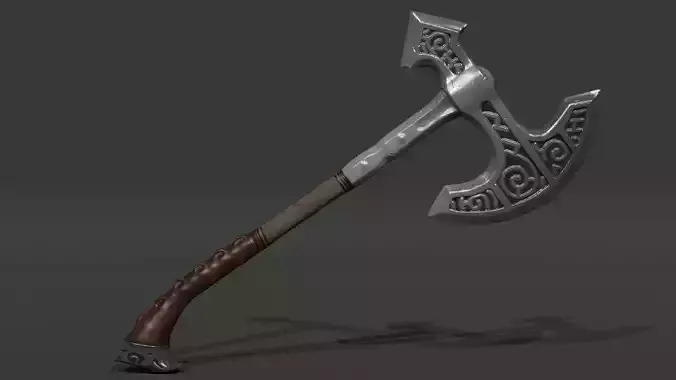 3D Low Poly Medieval War Axe