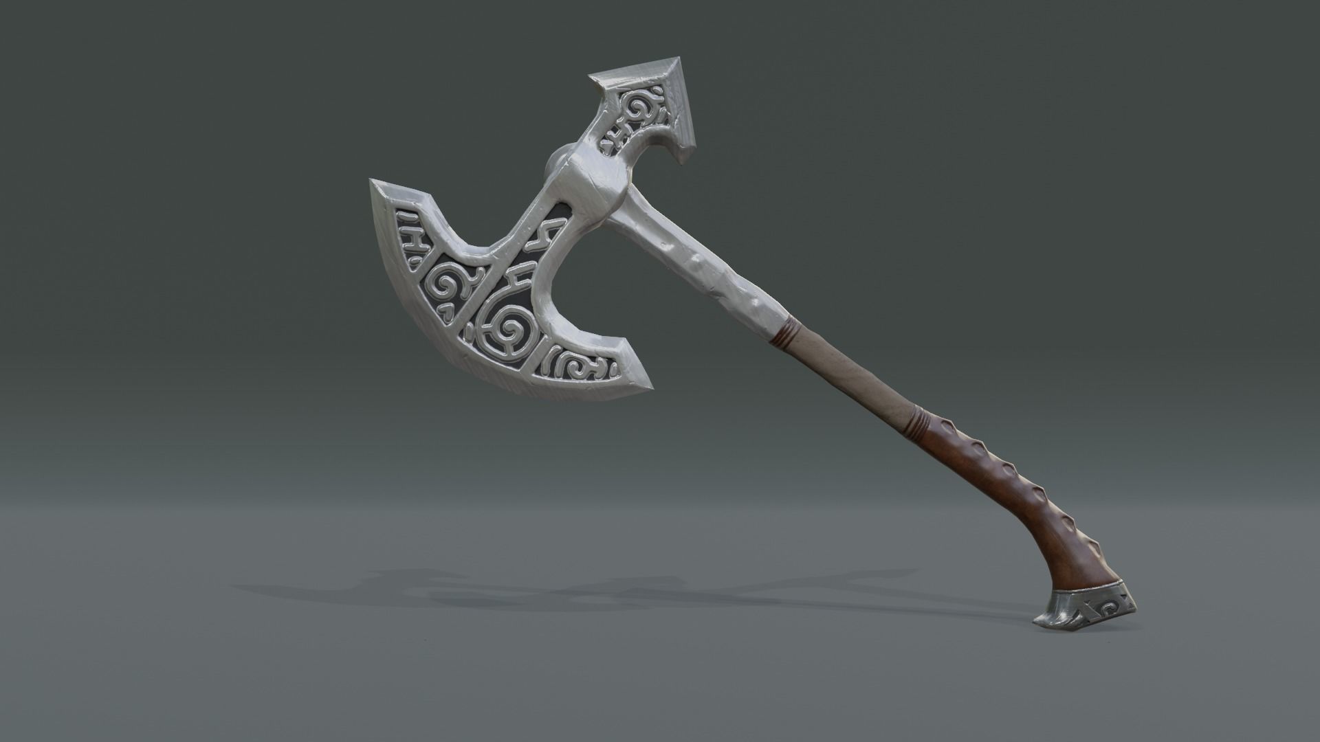 3D Low Poly Medieval War Axe Low-poly 3D model_7