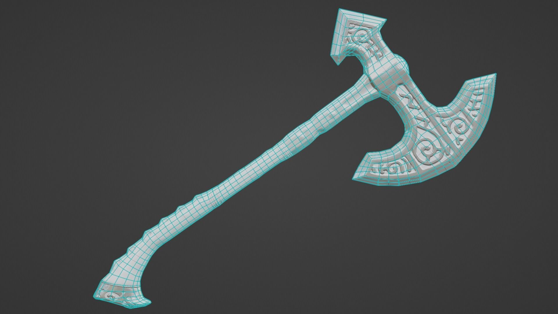 3D Low Poly Medieval War Axe Low-poly 3D model_13