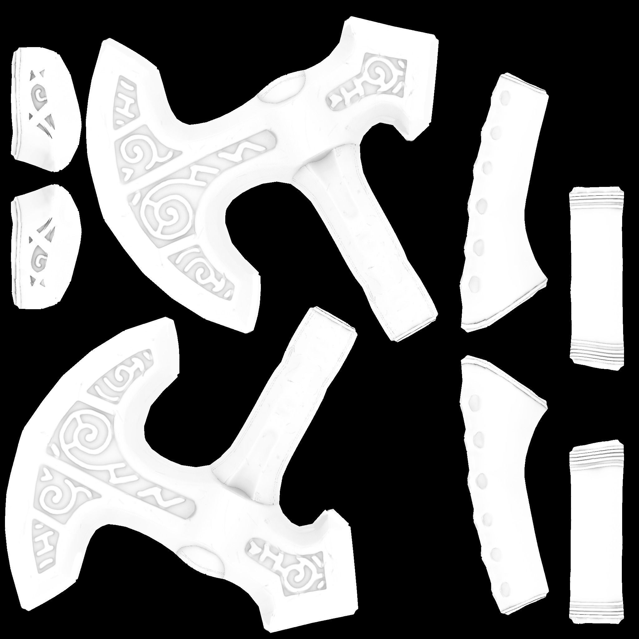 3D Low Poly Medieval War Axe Low-poly 3D model_16