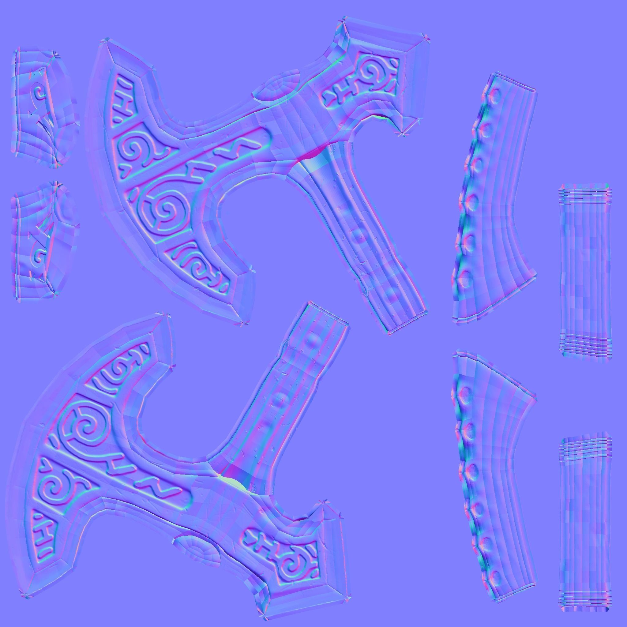 3D Low Poly Medieval War Axe Low-poly 3D model_20