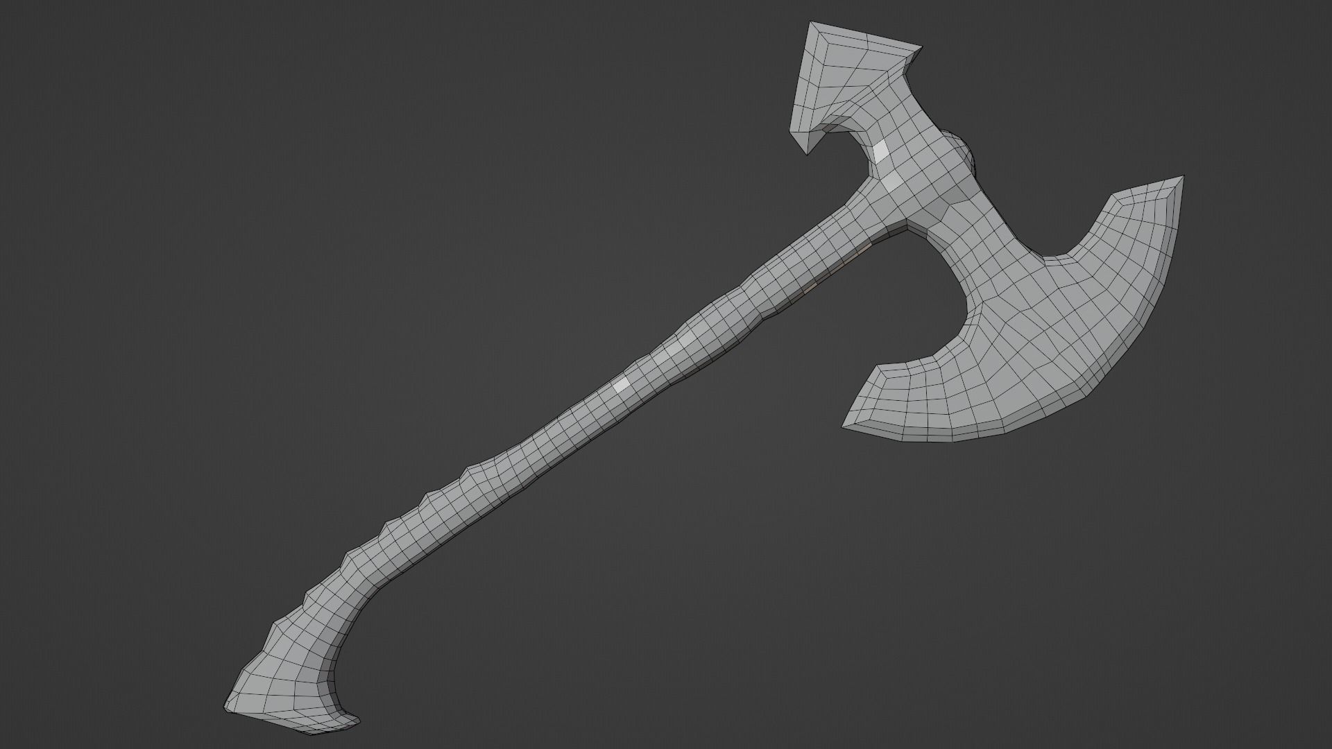 3D Low Poly Medieval War Axe Low-poly 3D model_2