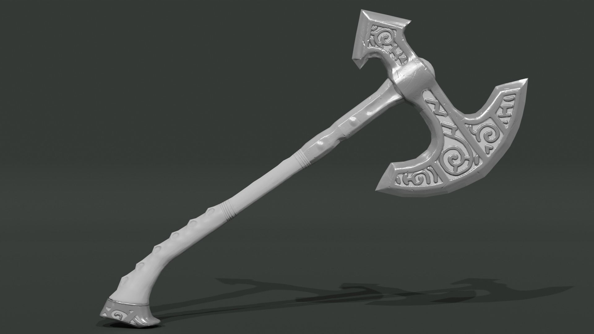 3D Low Poly Medieval War Axe Low-poly 3D model_10