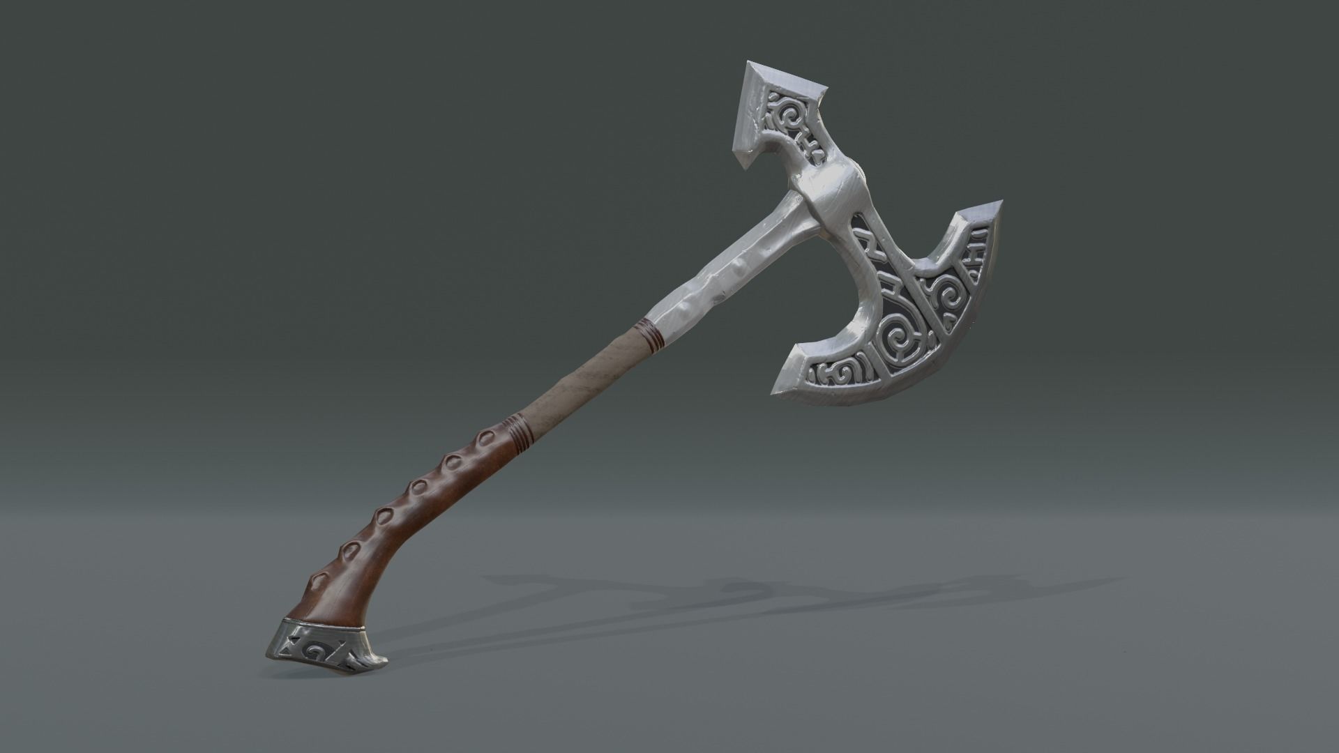 3D Low Poly Medieval War Axe Low-poly 3D model_4