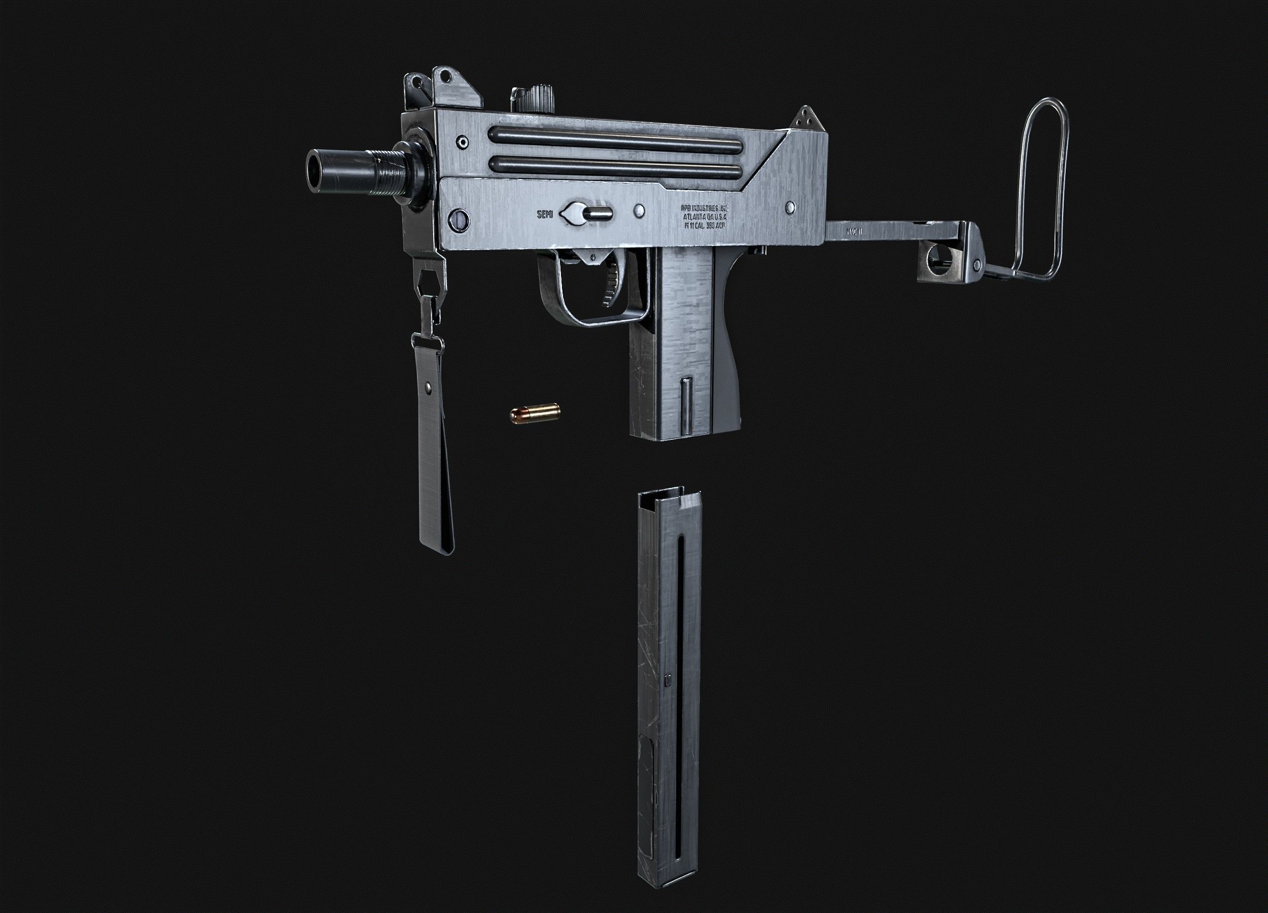 MAC 11 SMG  PACK Low-poly 3D model_3