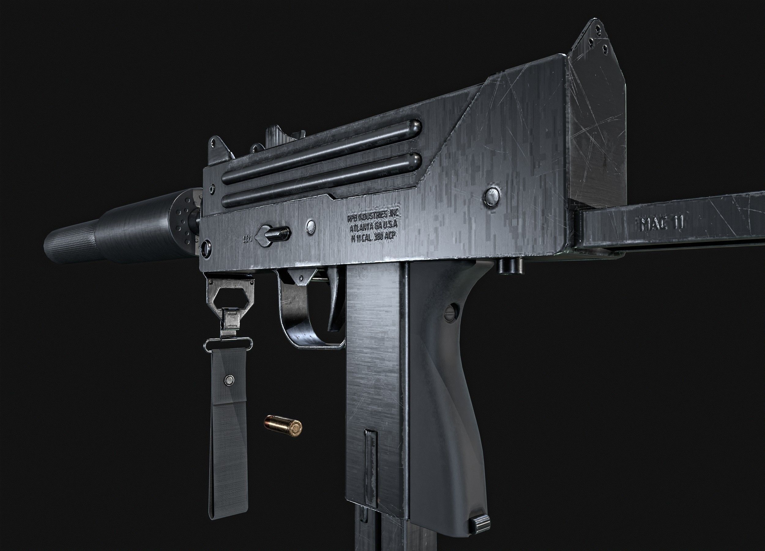 MAC 11 SMG  PACK Low-poly 3D model_10