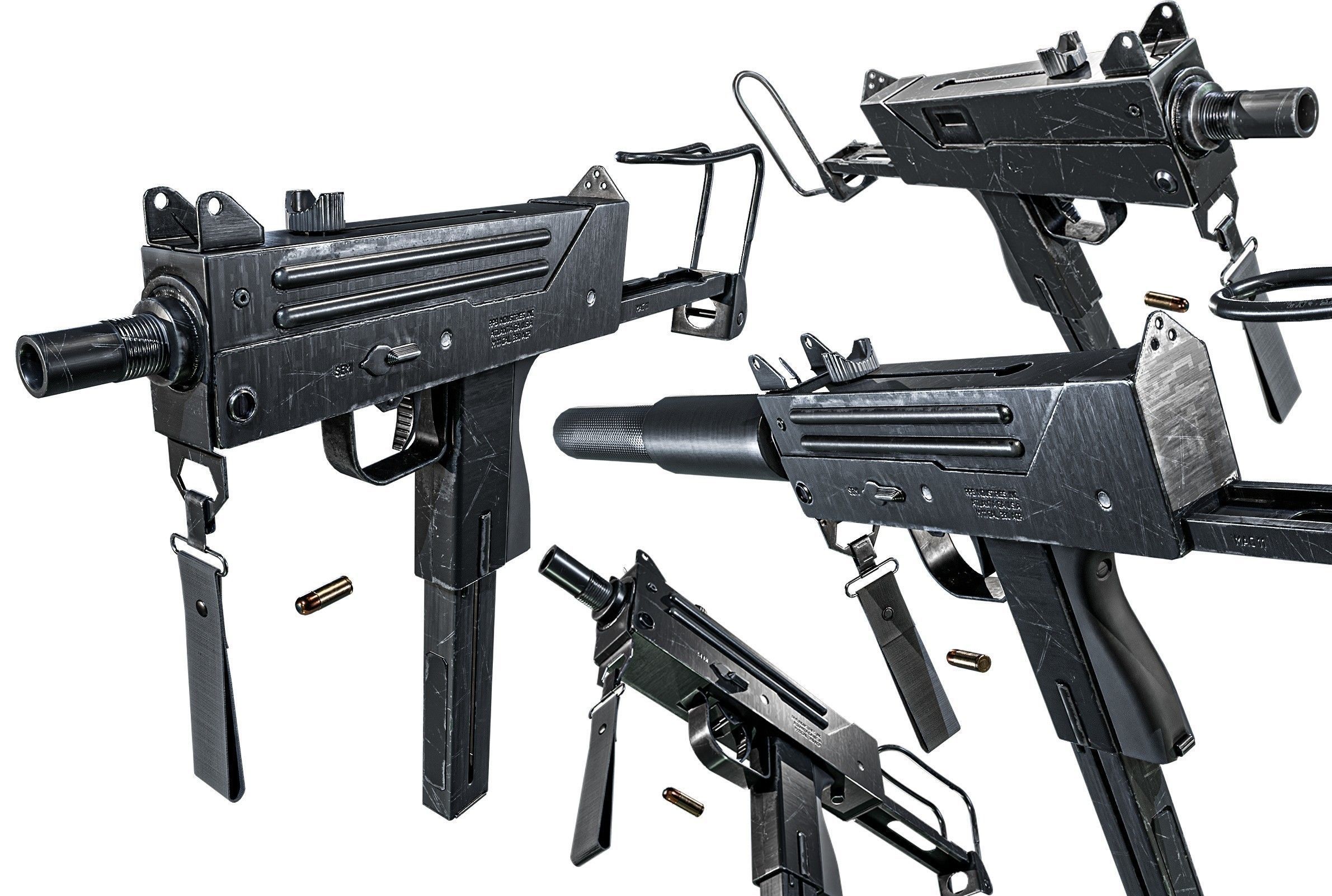 MAC 11 SMG  PACK Low-poly 3D model_1