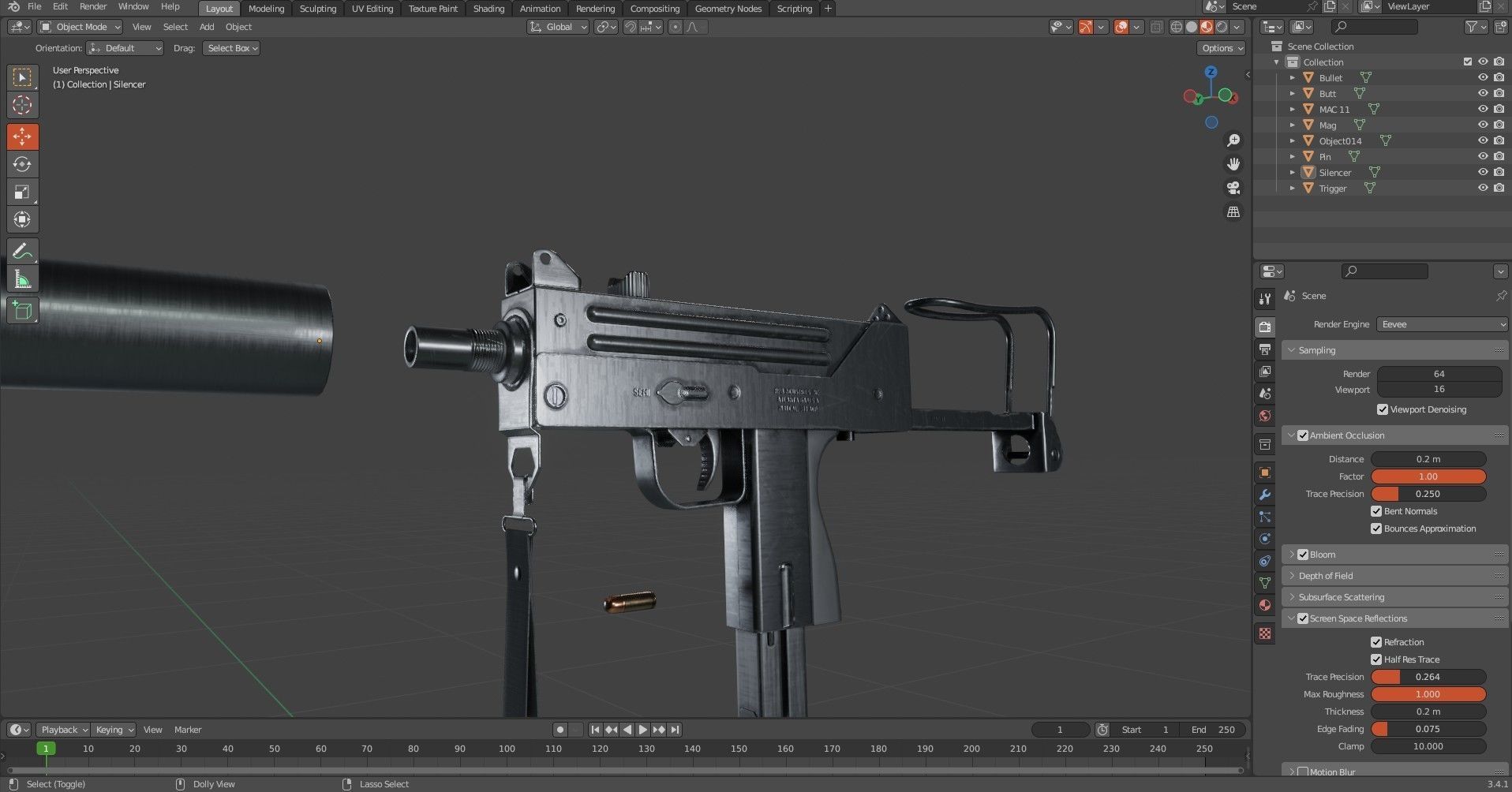 MAC 11 SMG  PACK Low-poly 3D model_36